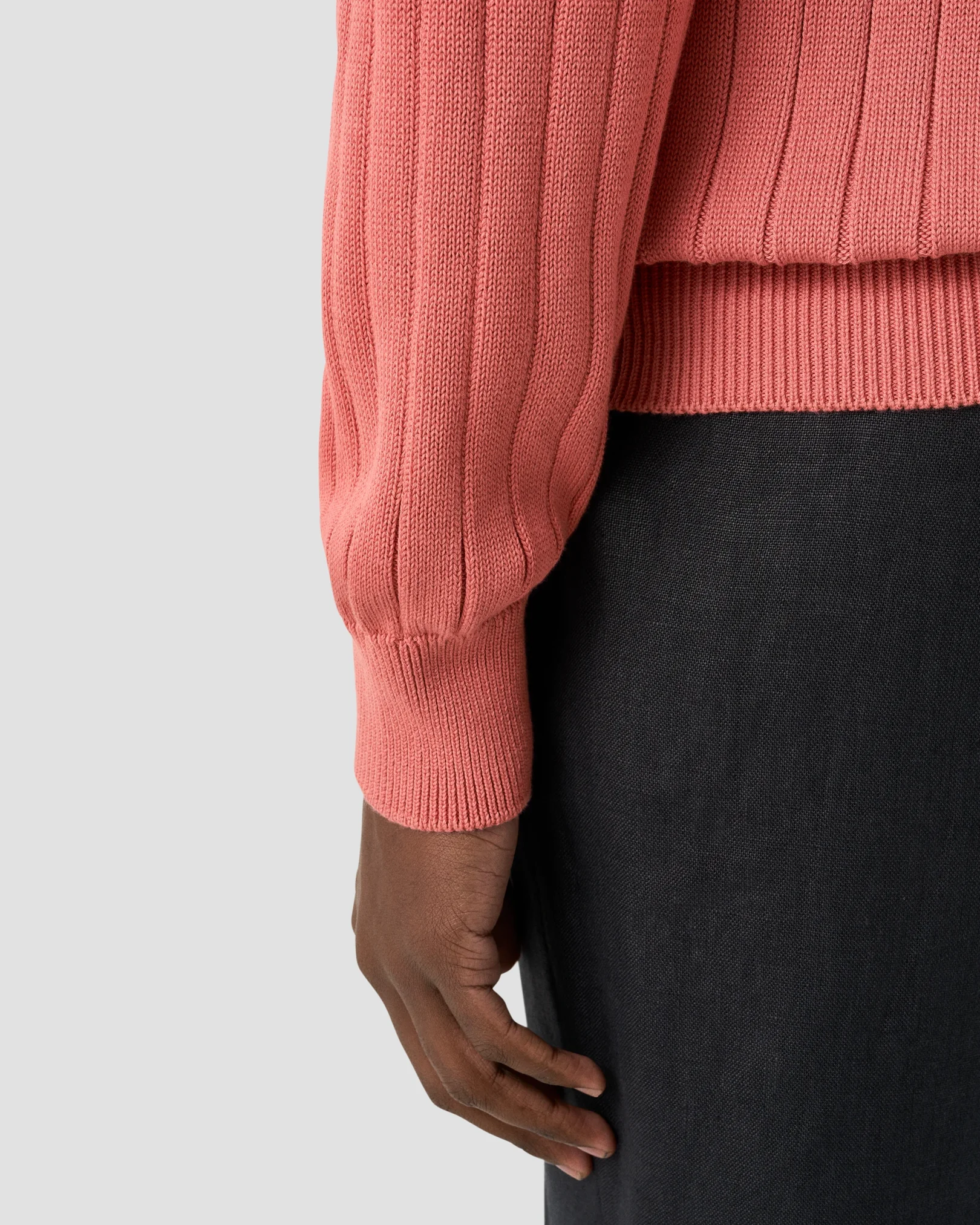 Eton - cotton structure knit crew neck pink cotton