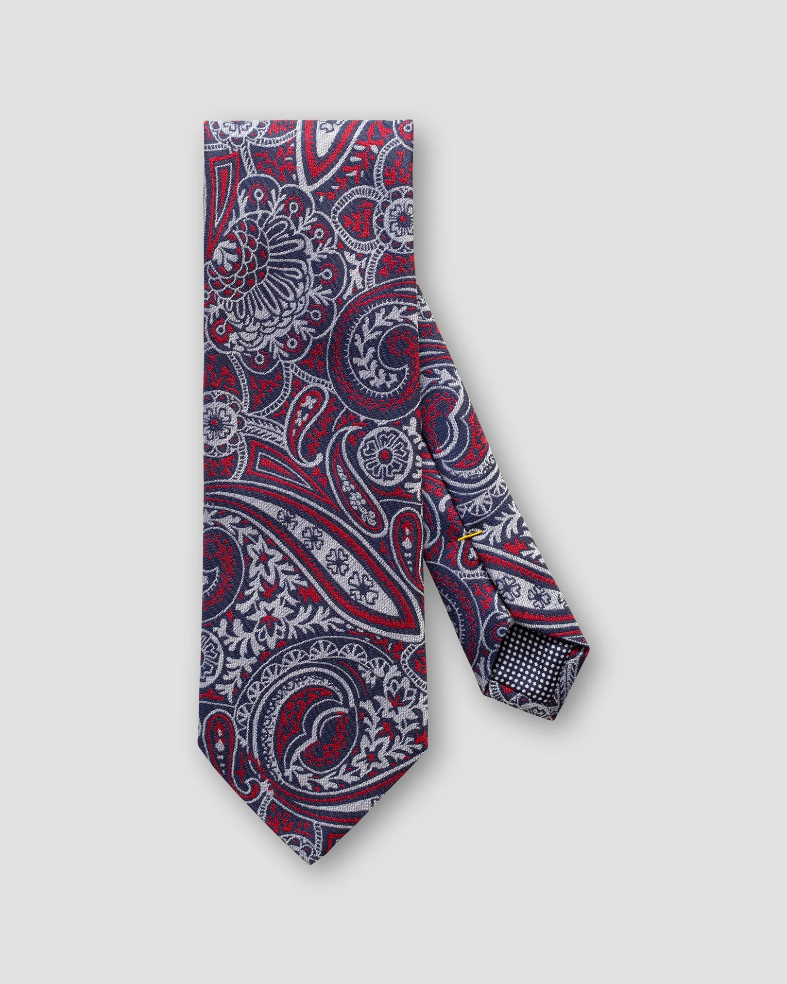 Eton - navy paisley silk cotton tie
