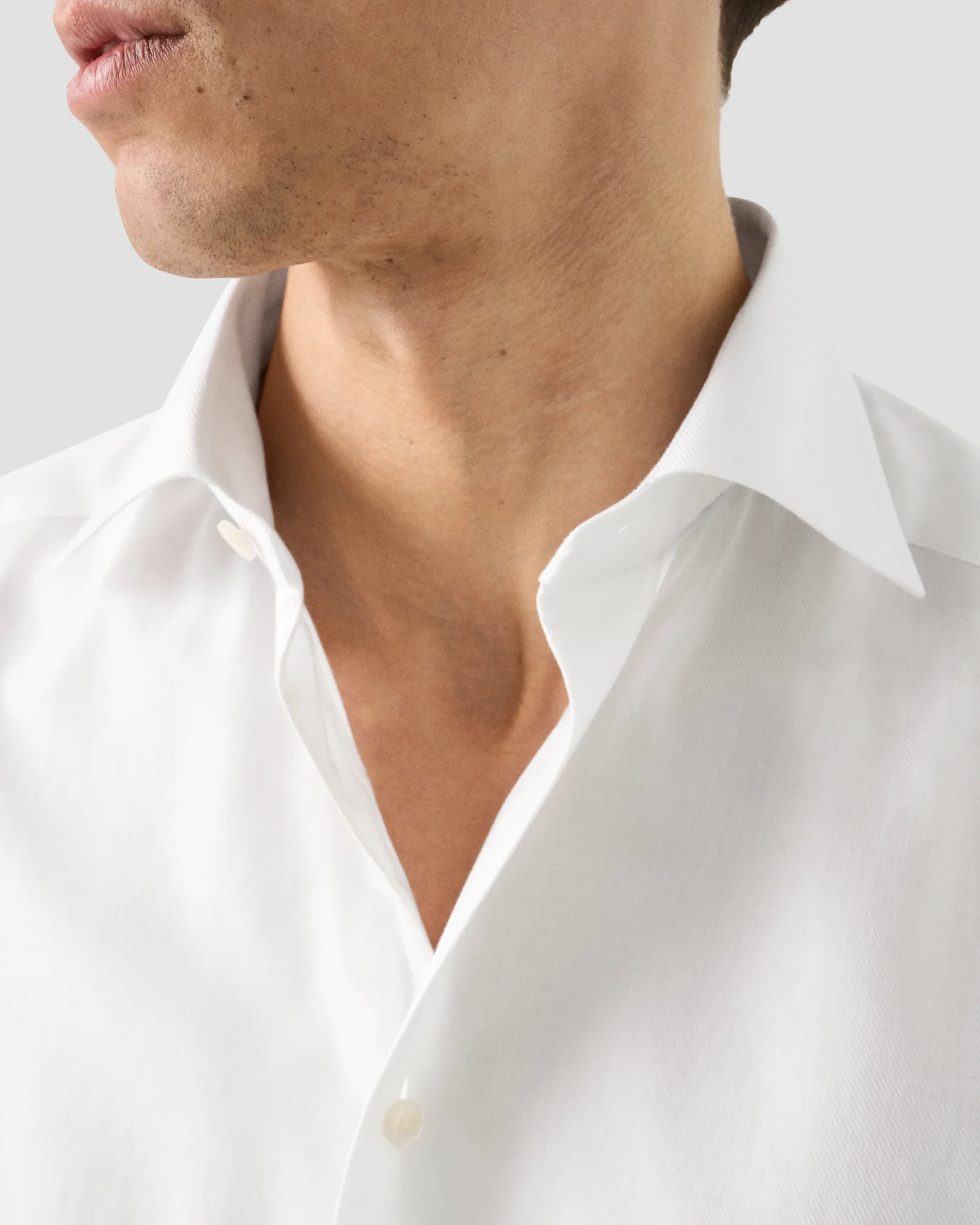 Eton - white twill semi solid melange shirt