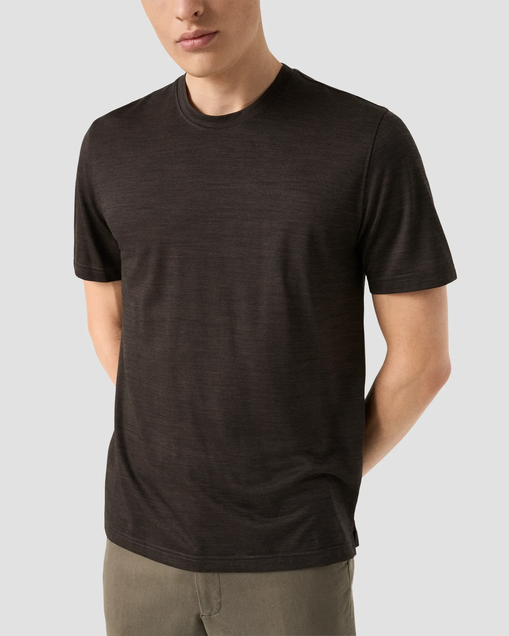 Eton - merino wool lyocell t shirt brown