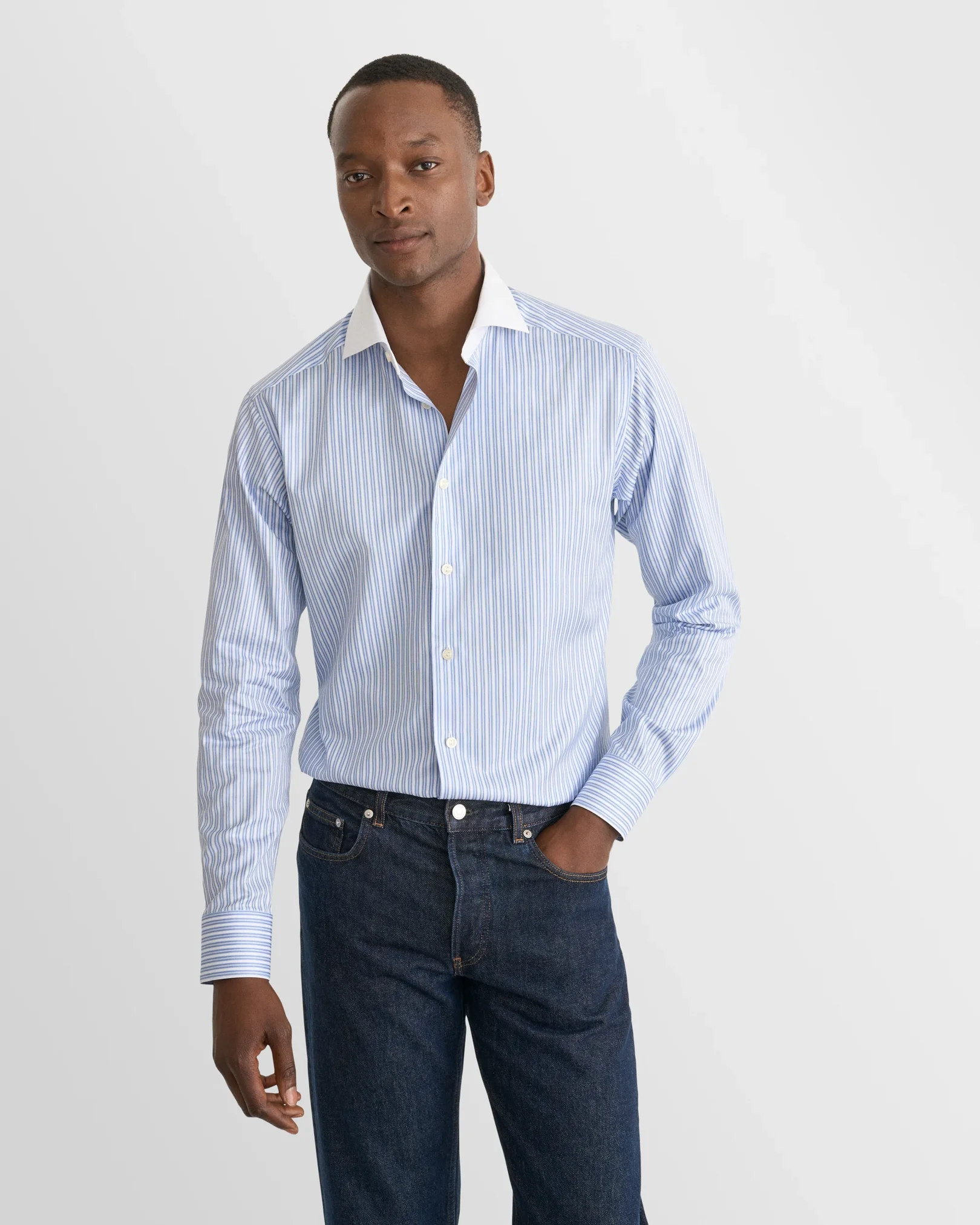Eton - White Collar Striped Signature Twill Shirt