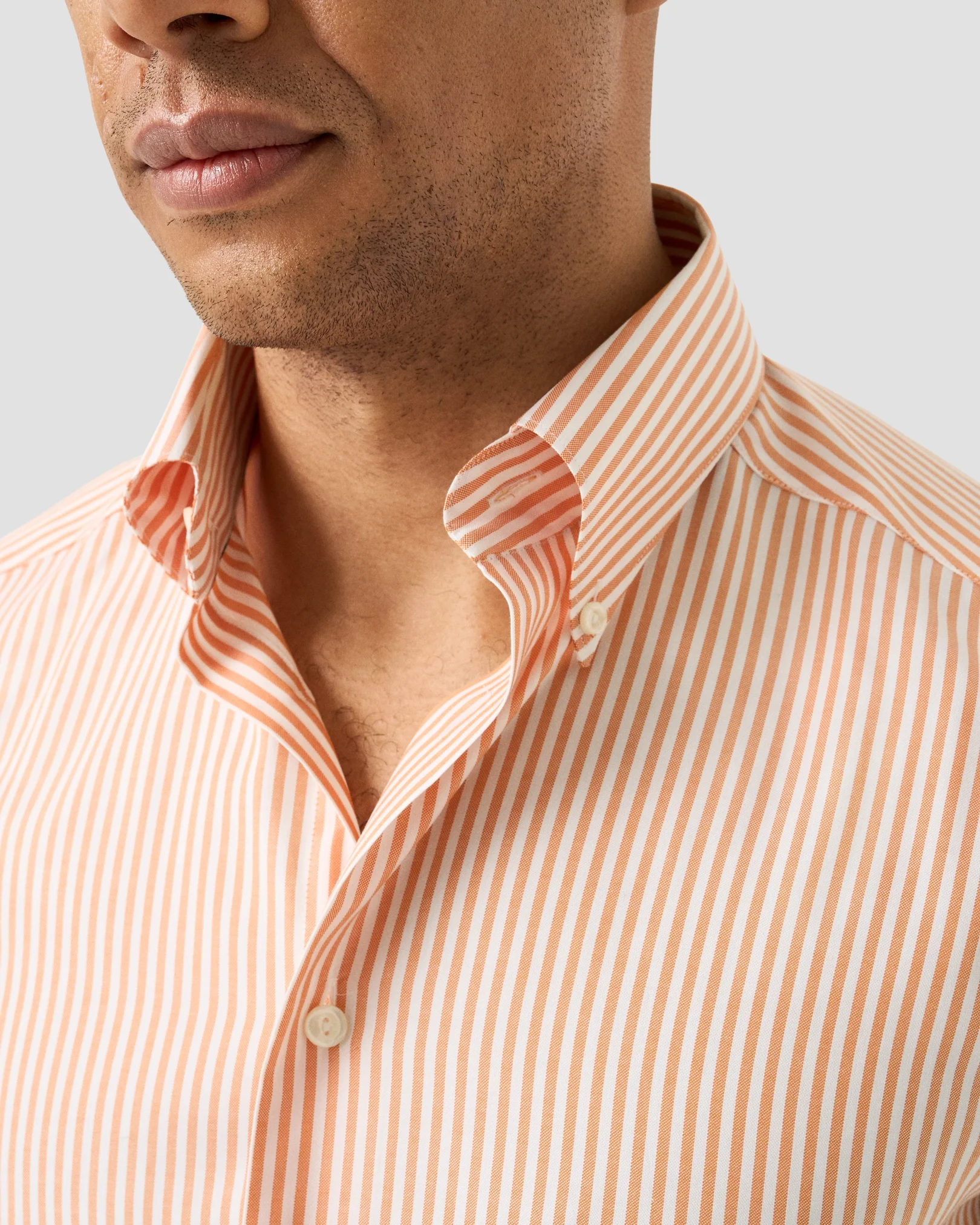 Eton - orange striped signature oxford shirt