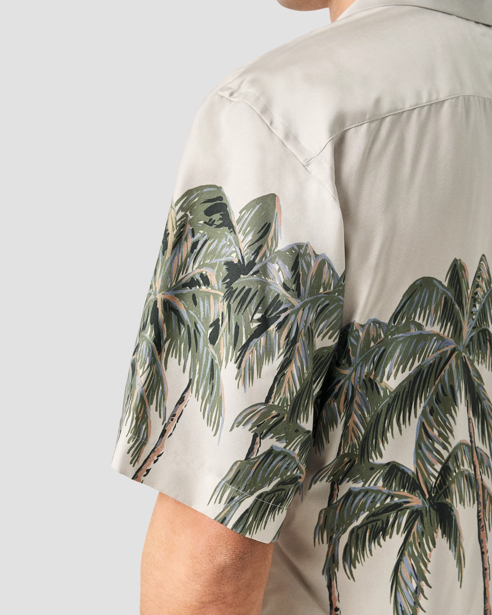 Eton - Off-White Palm Tree Print Resort Shirt