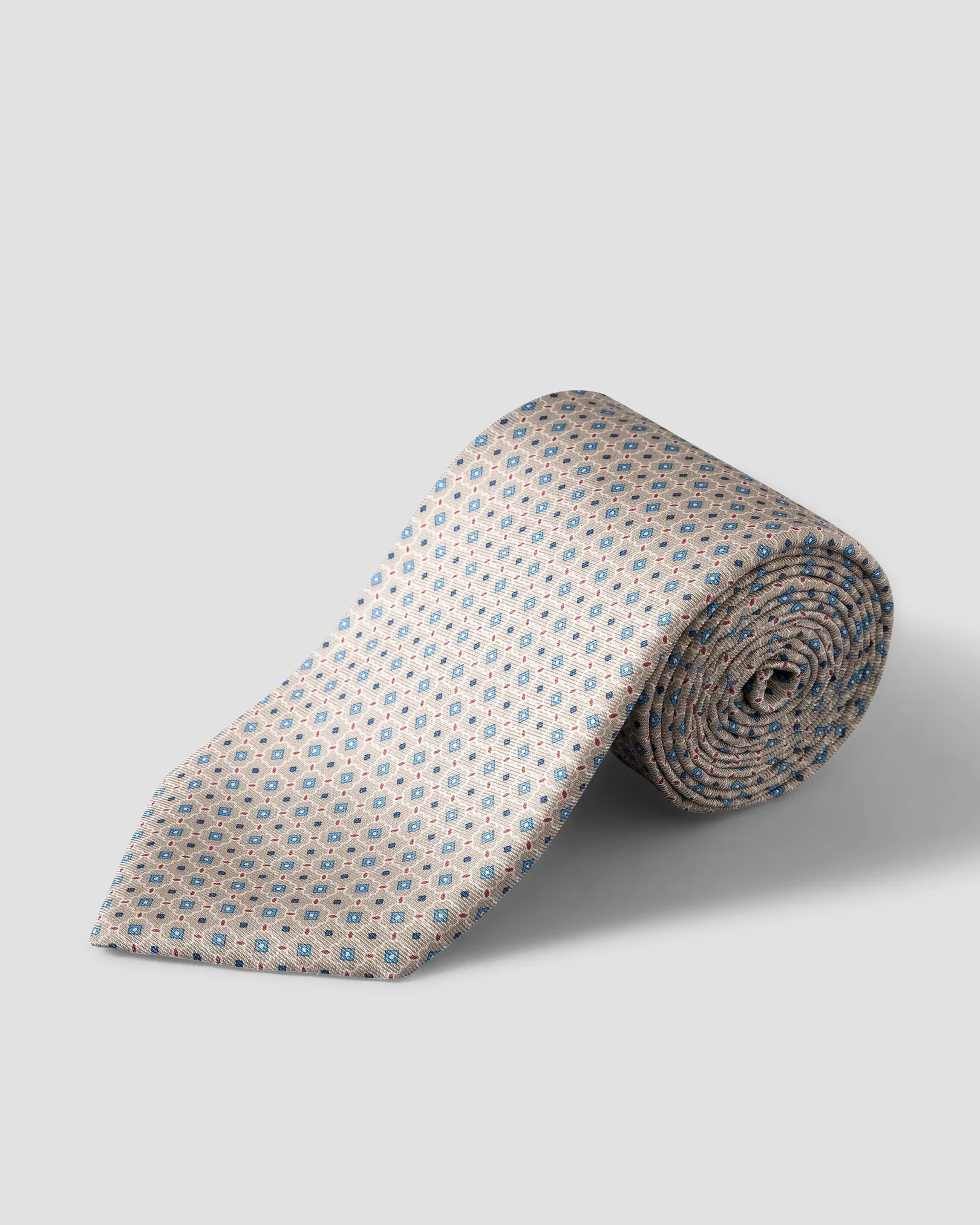 Eton - beige geometric print silk tie beige 258
