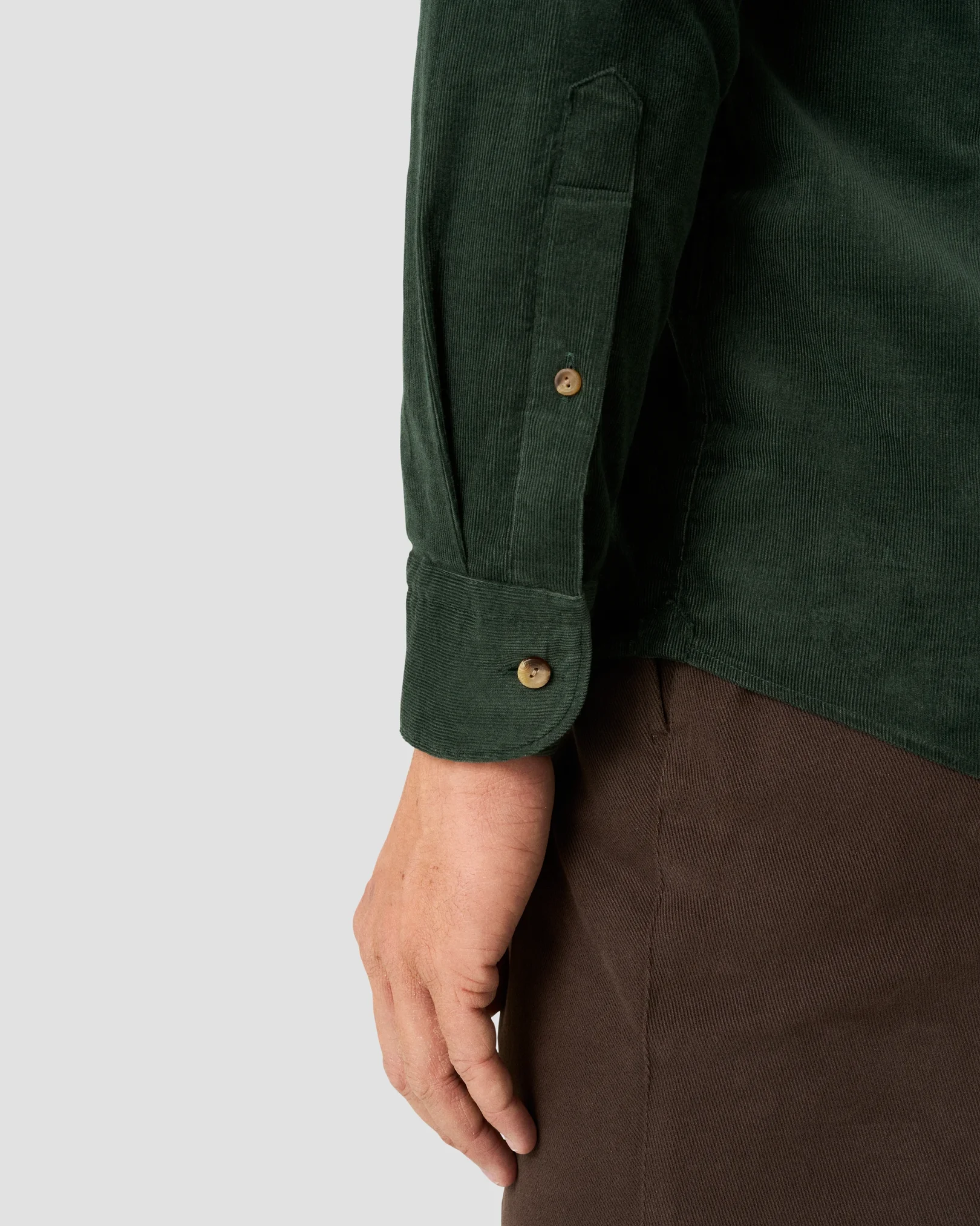 Eton - dark green corduroy widespread shirt