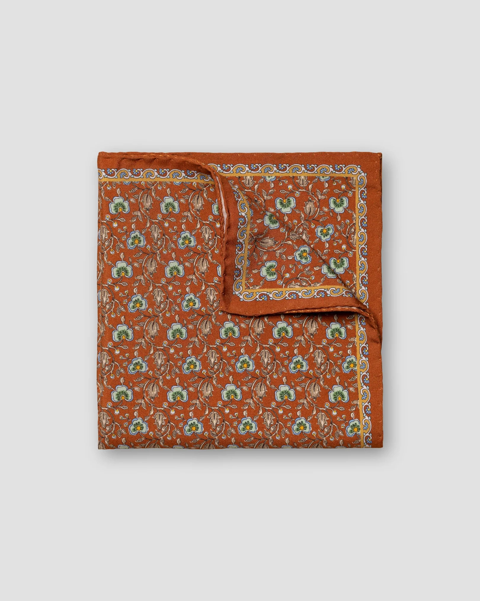 Eton - orange geometric print fuji silk pocket square