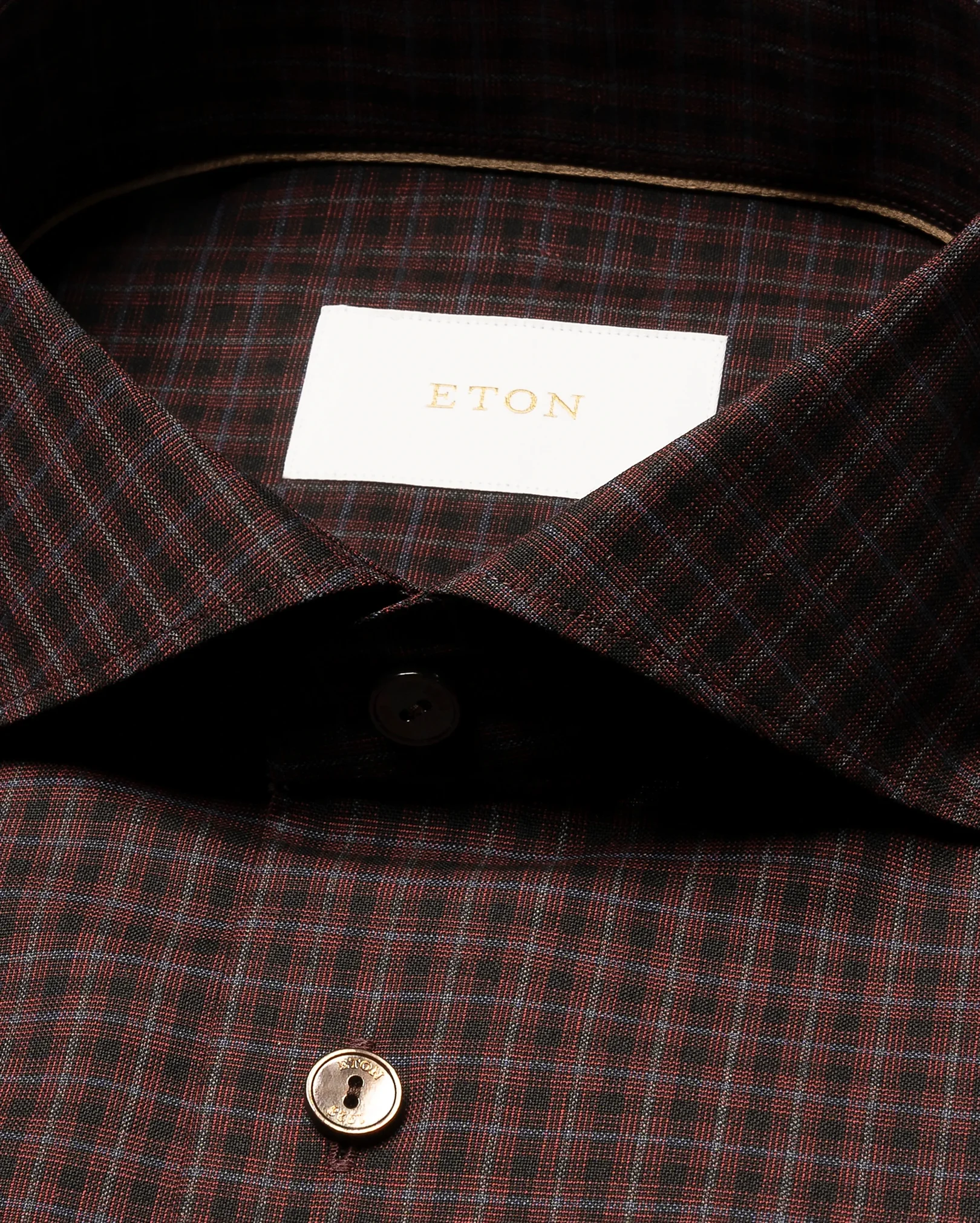 Eton - red check merino shirt