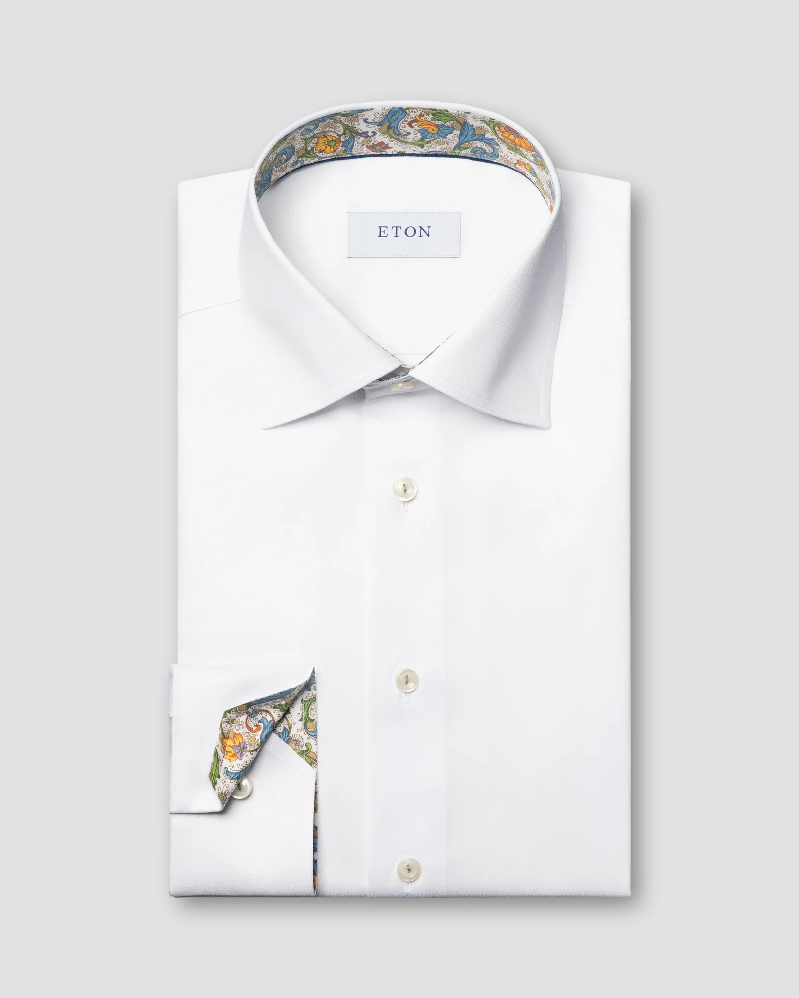 Eton - white signature twill floral cotrast shirt