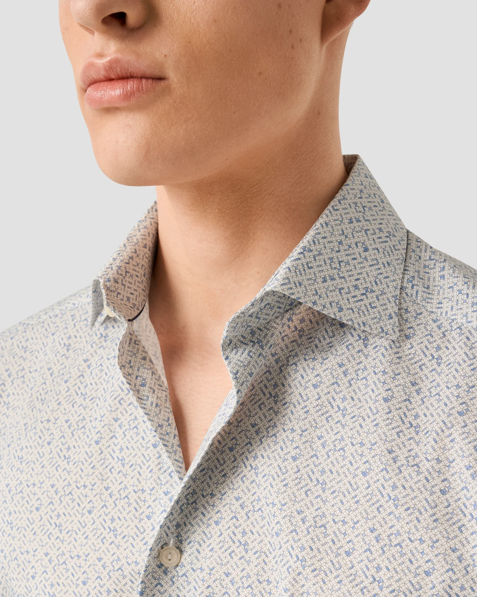 Eton - light blue geometric signature twill shirt 253