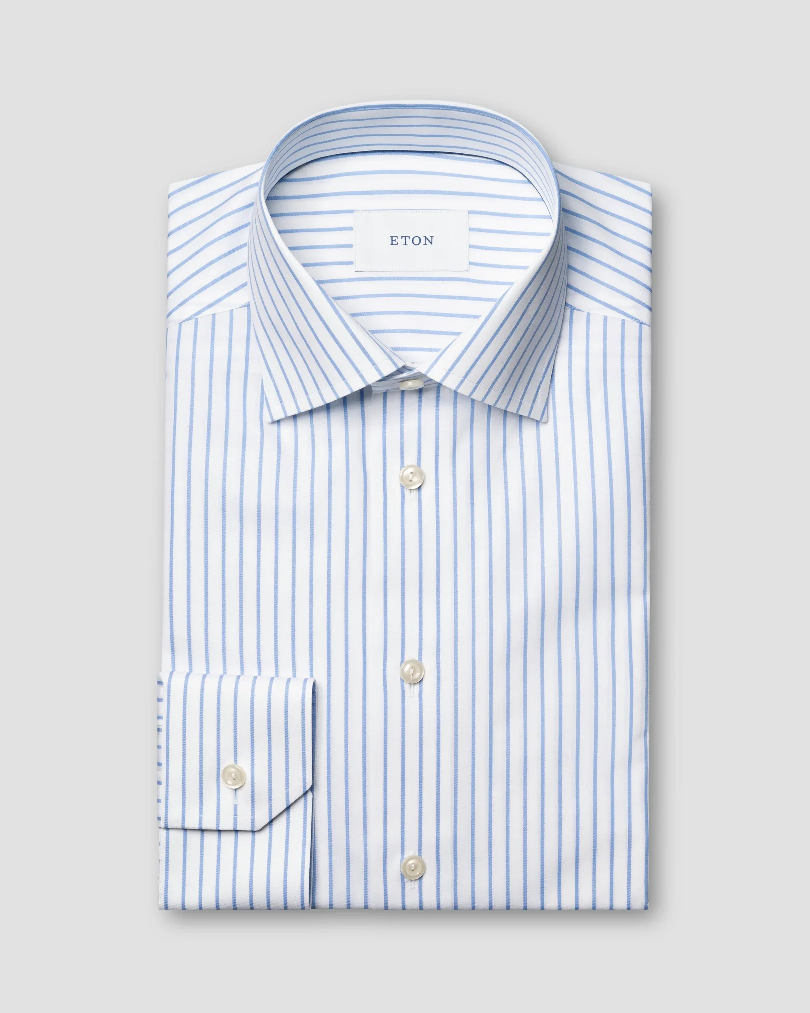 Eton - mid blue striped signature twill shirt