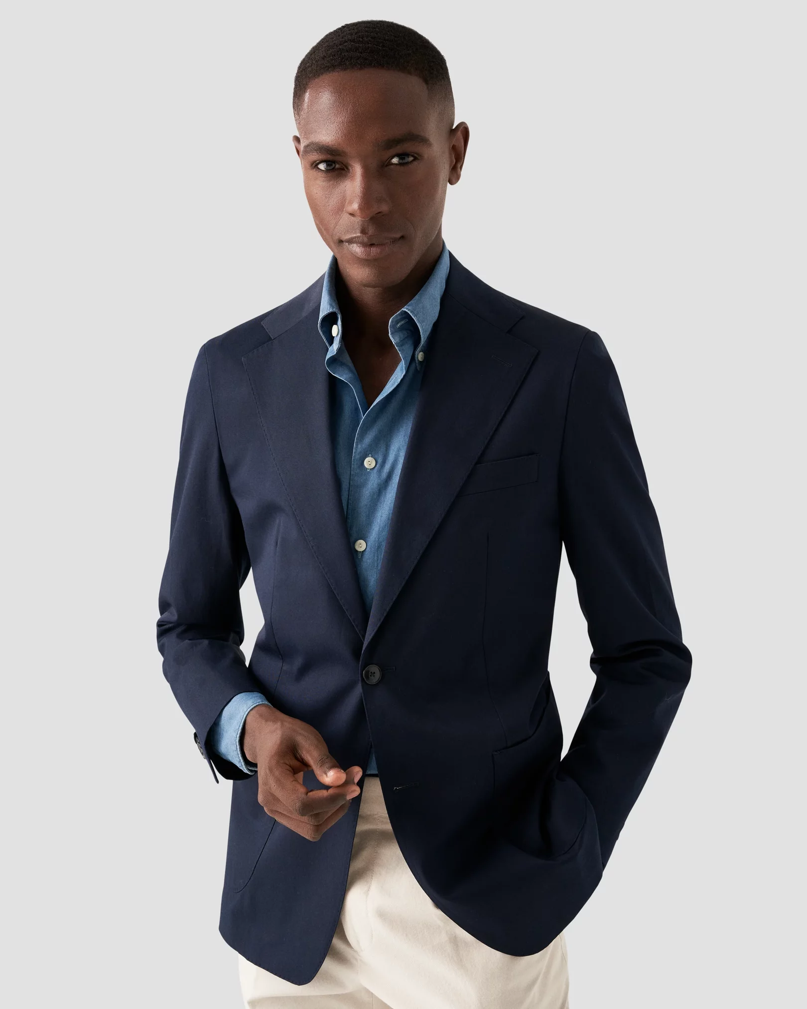 Eton - dark blue indigo button down wardrobe essentials