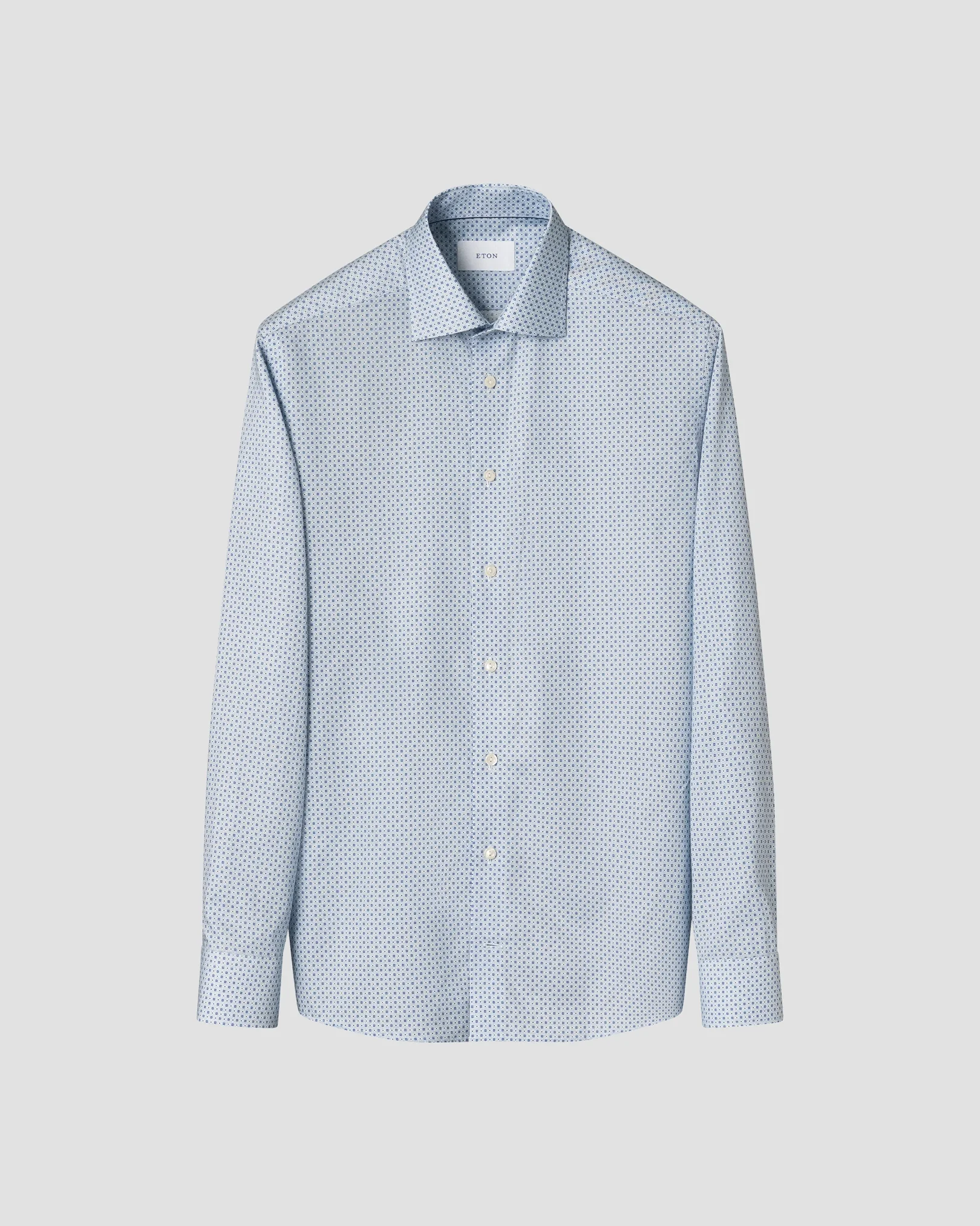 Eton - light blue geometric print signature twill shirt