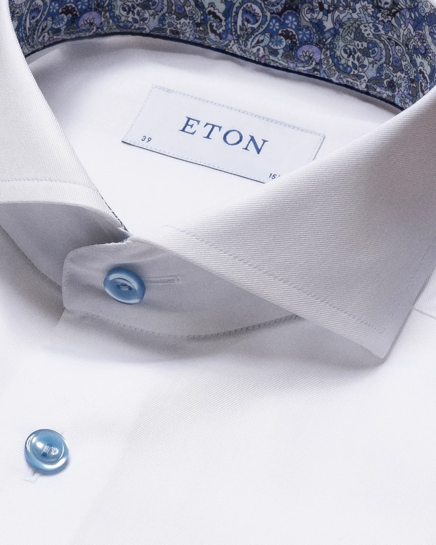 Eton - white signature twill shirt paisley details