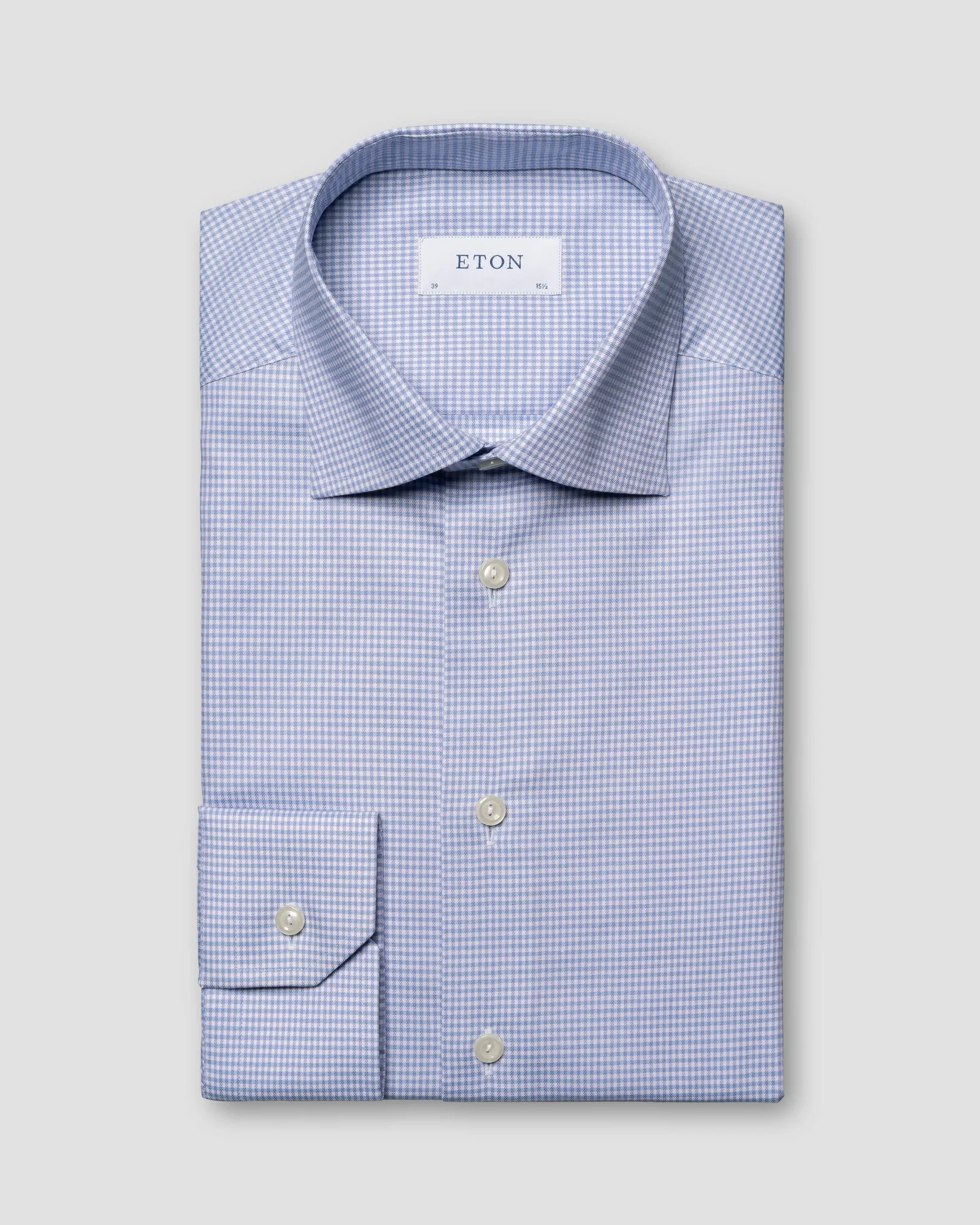 Eton - checked light purple twill shirt