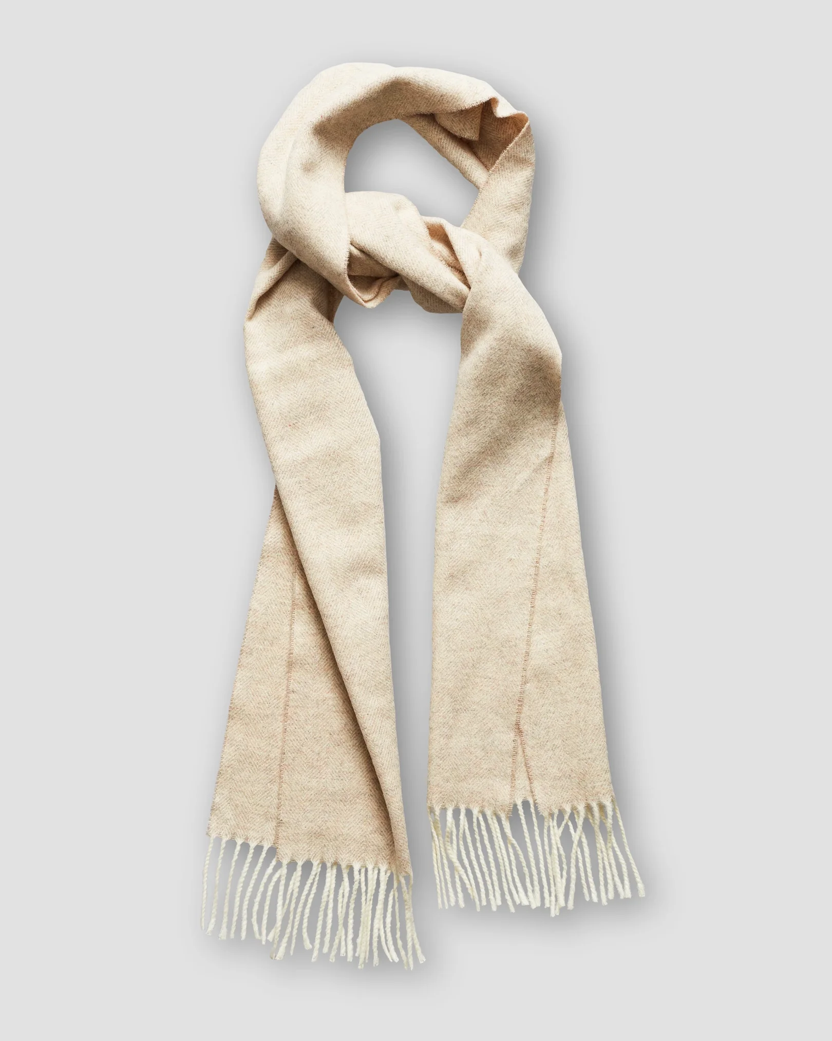 Off-White Herringbone Wool Scarf