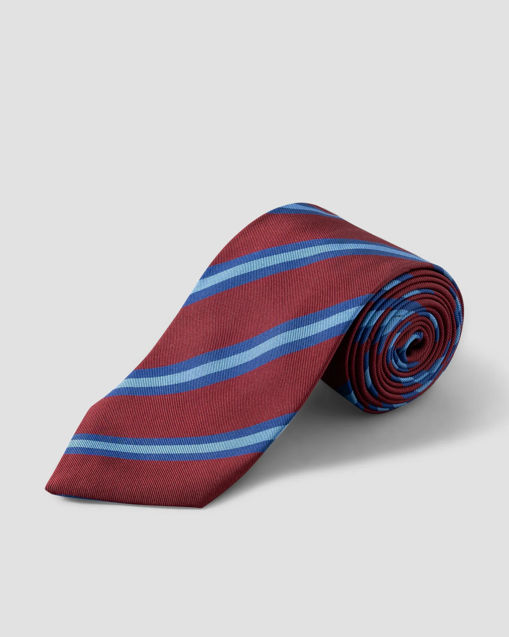 Eton - striped silk cotton mogador tie dark red