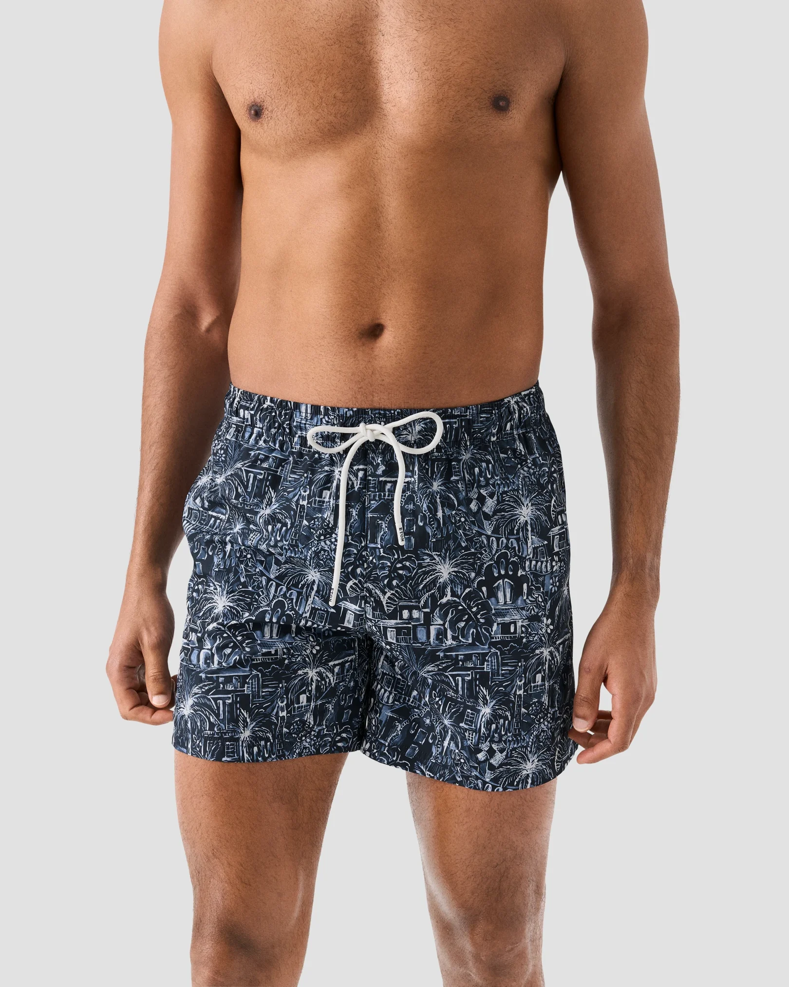 Eton - dark blue palm tree swim shorts