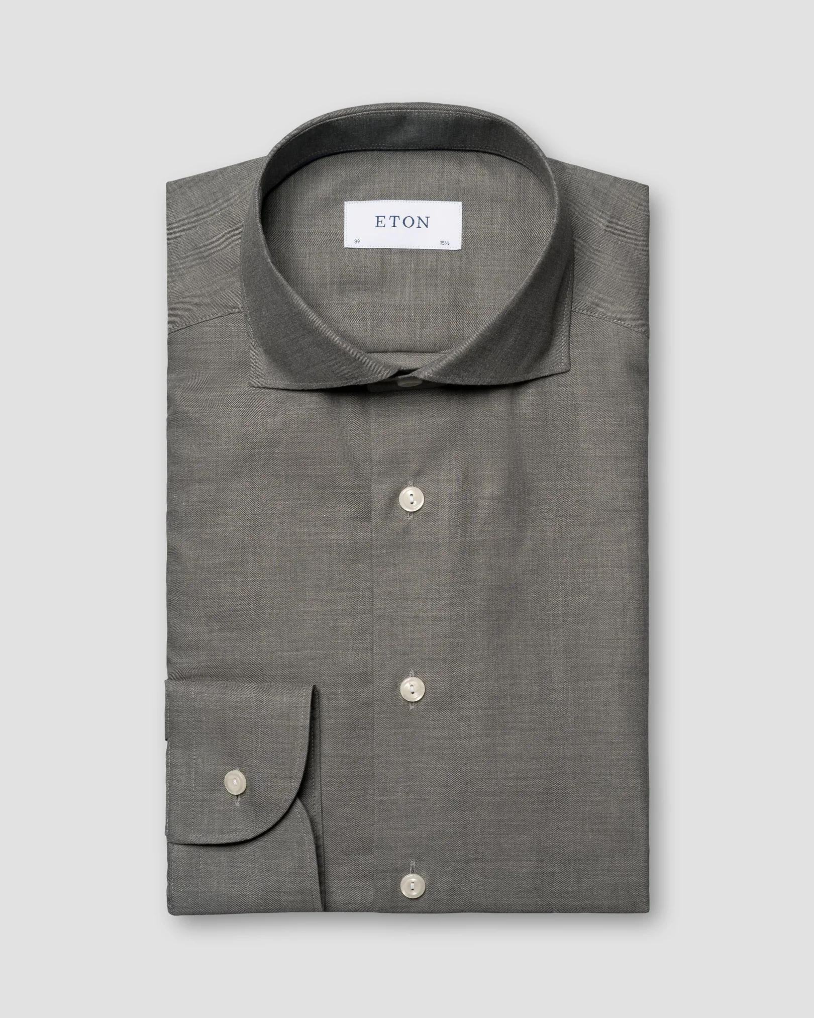 Eton - mid grey wrinkle free flanell shirt