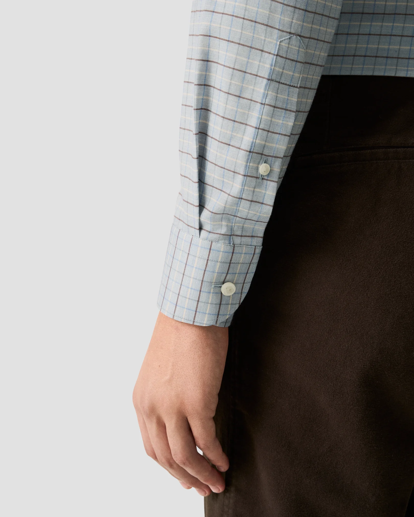 Eton - light blue check signature flannel shirt 256