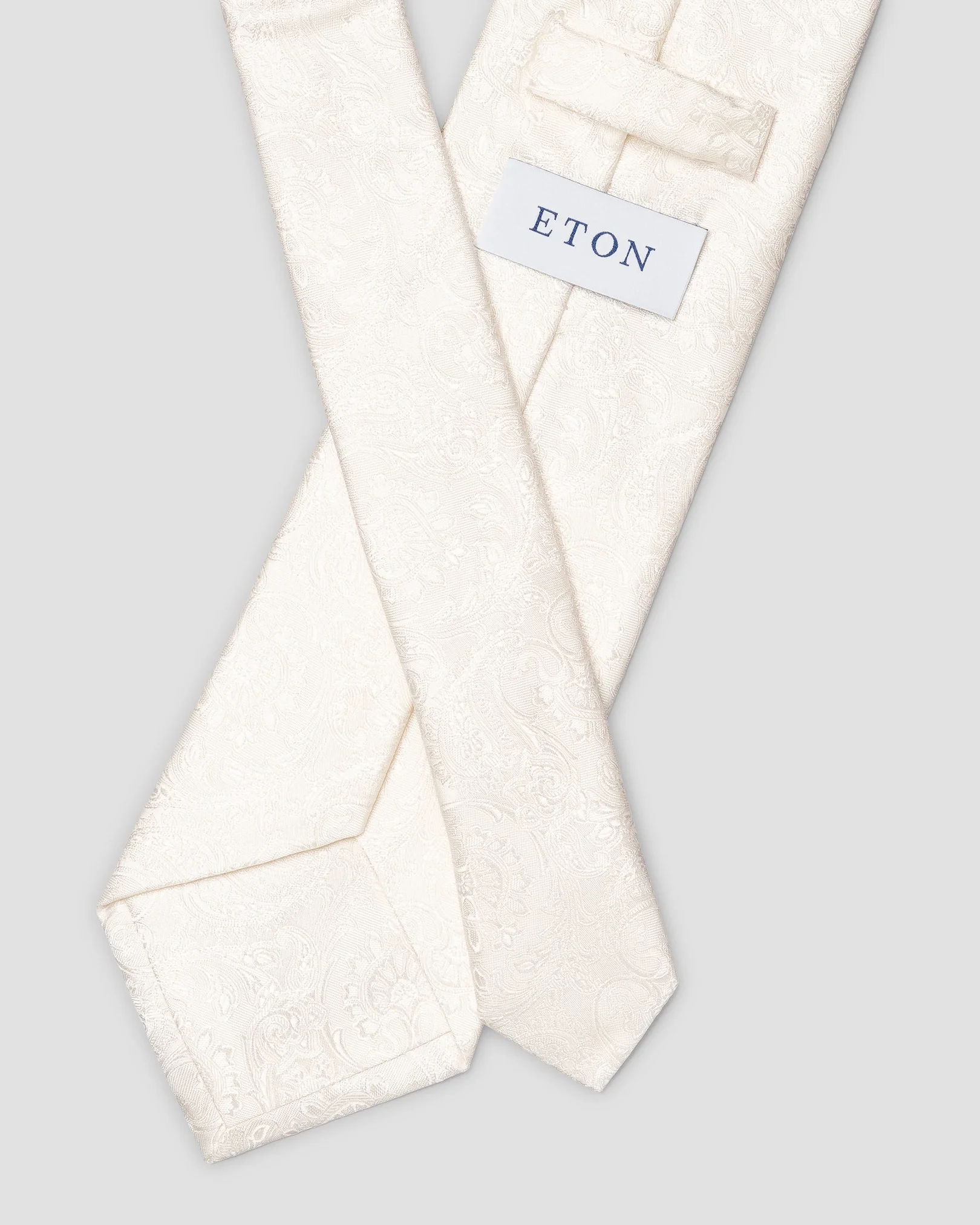 Cravate de cérémonie blanche en soie imprimé cachemire