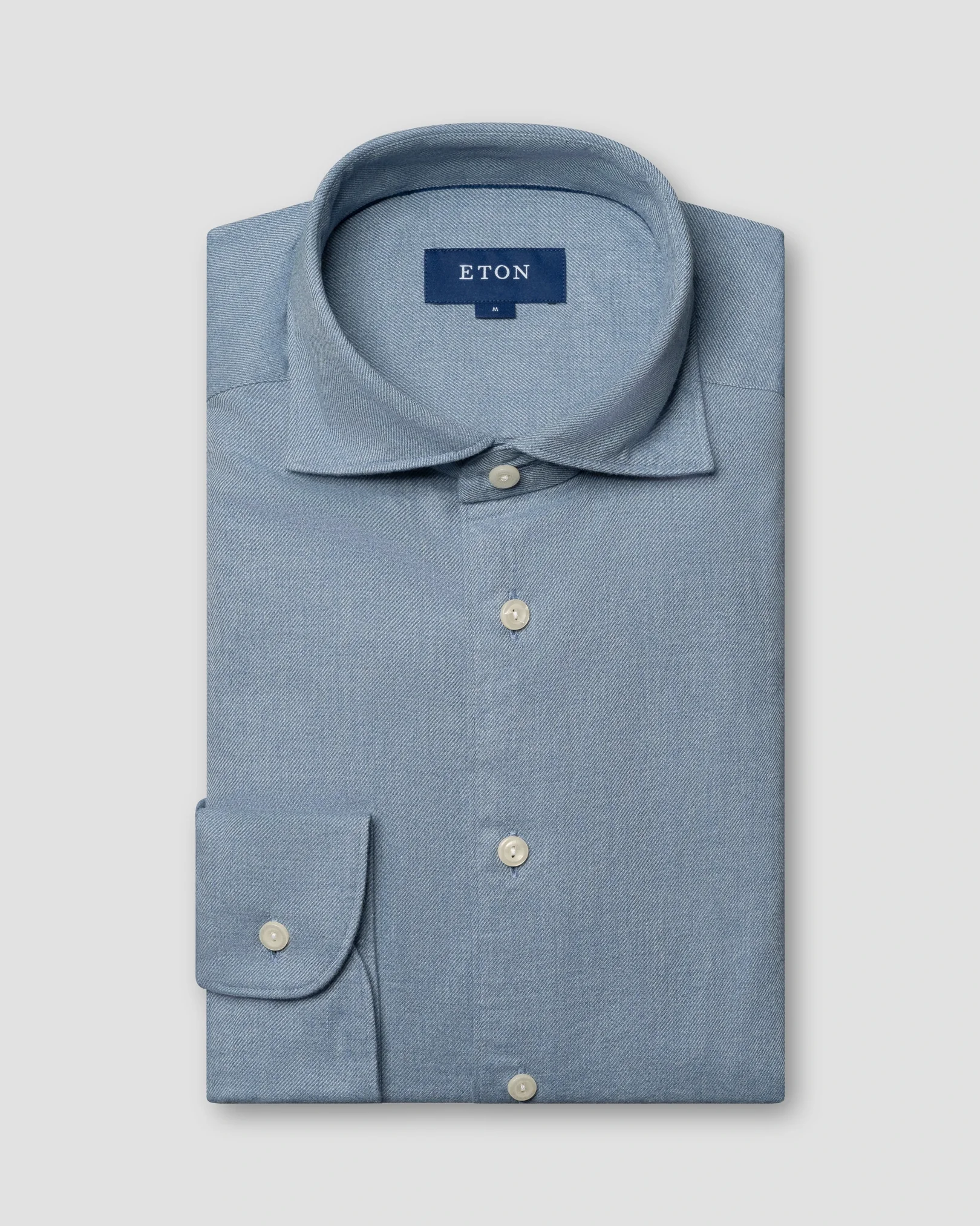 Eton - mid blue flannel shirt