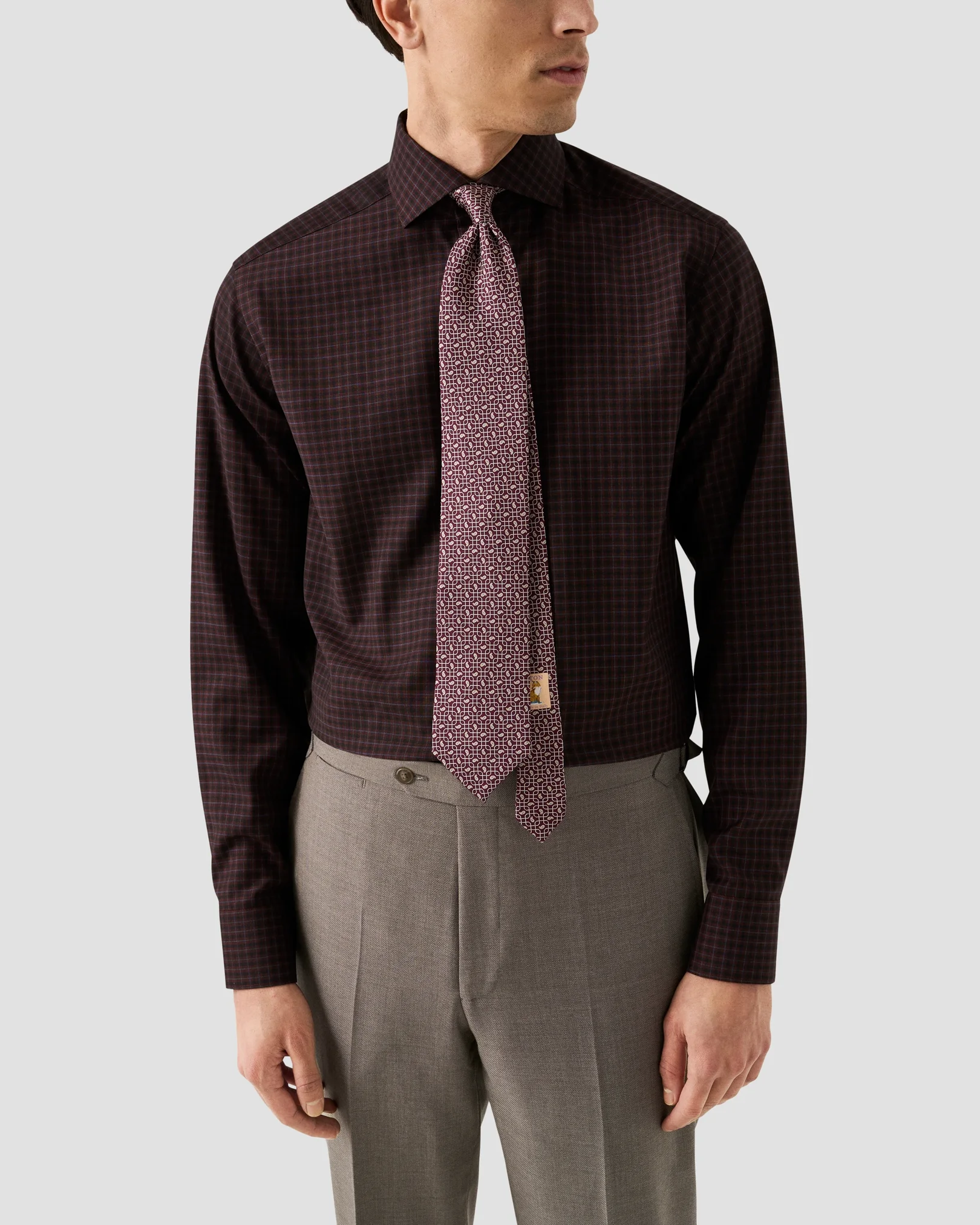 Eton - red check merino shirt