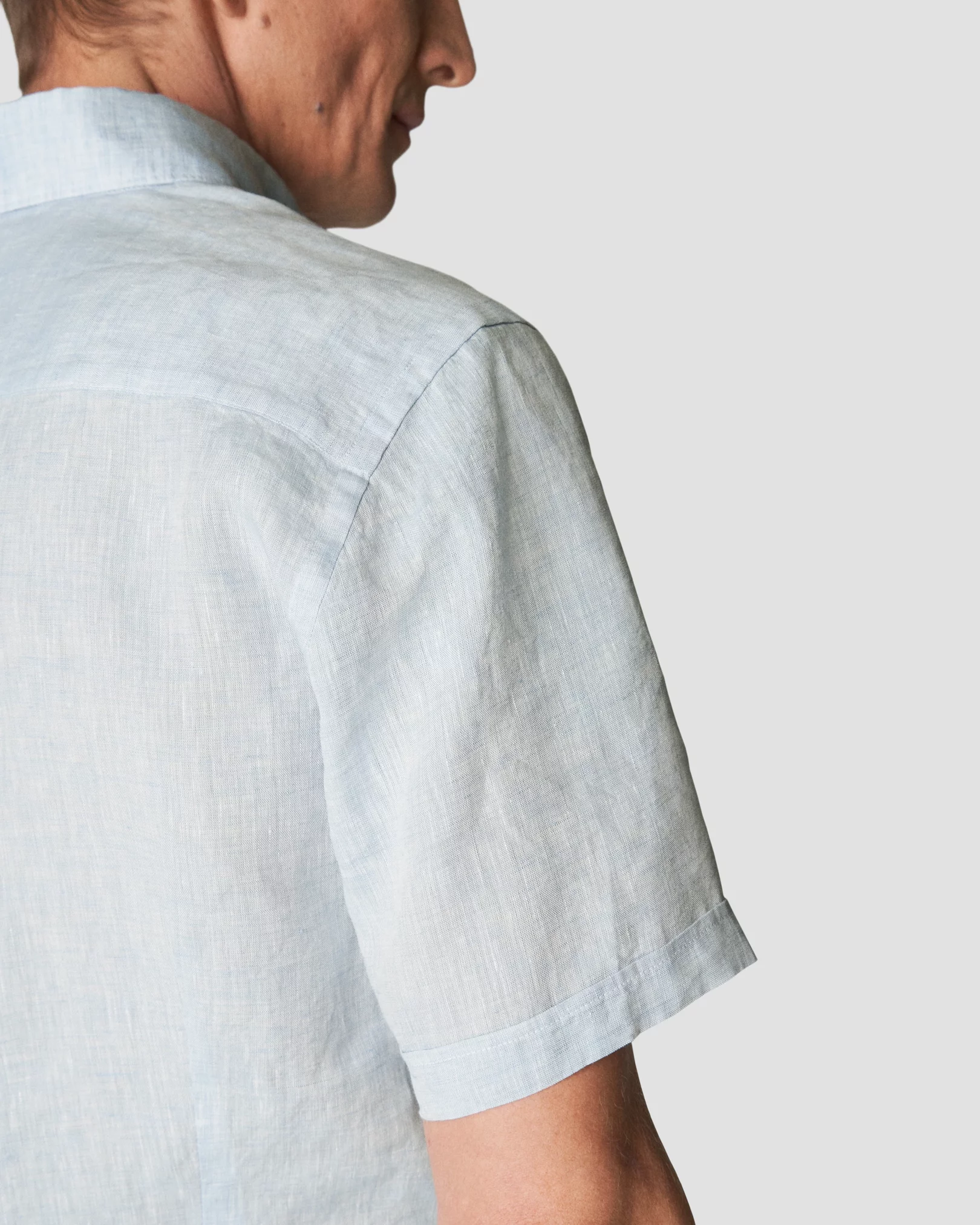 Eton - solid light blue linnen shirt short sleeve