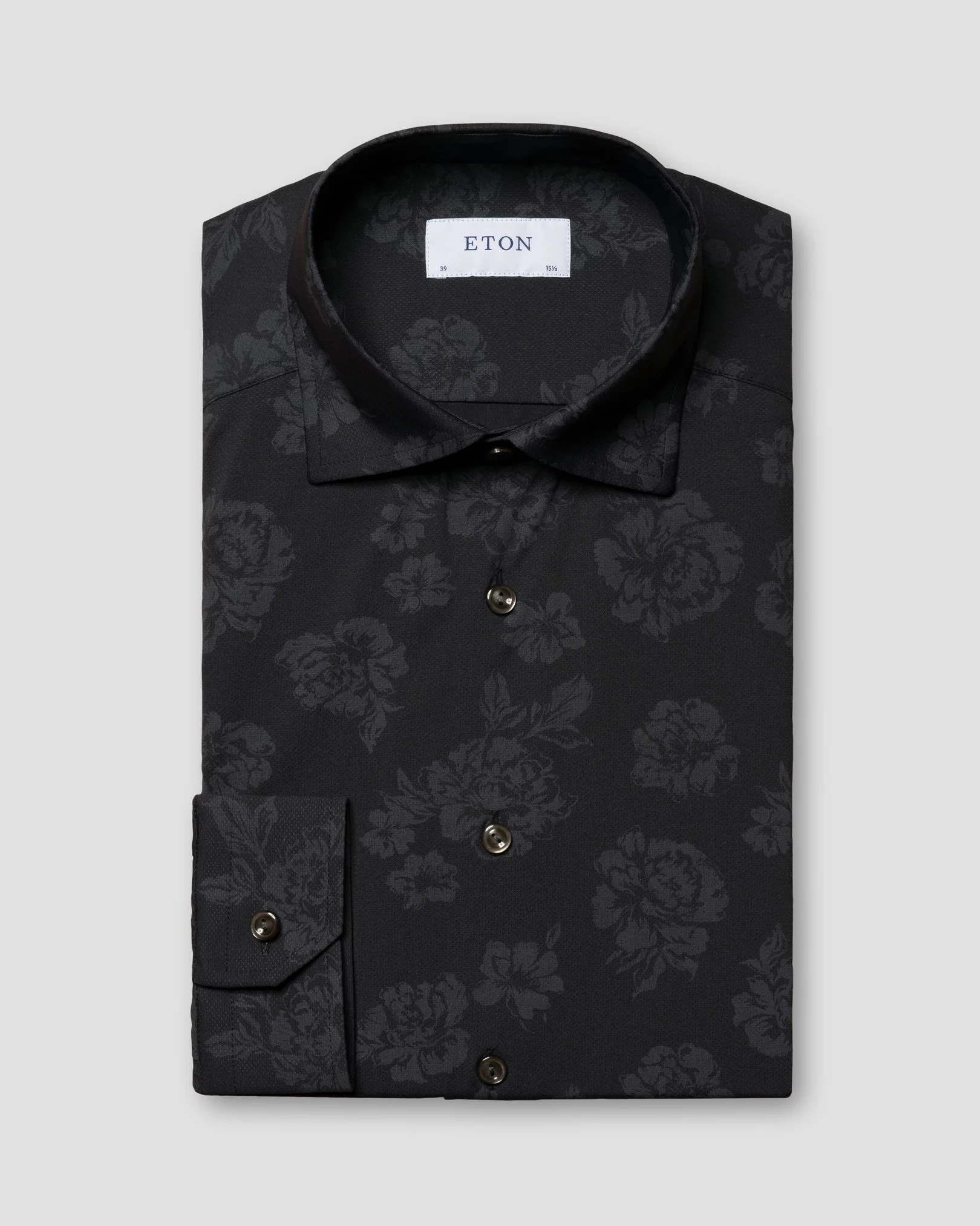 Hemd aus Vier-Wege-Stretch mit floralem Print Schwarz