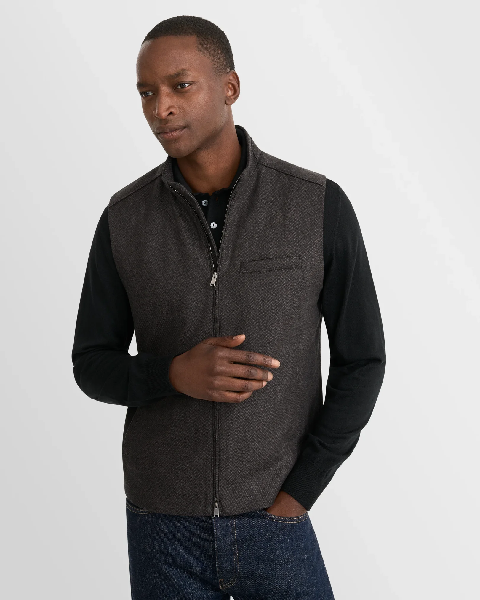Eton - wool cashmere vest dark brown wool cashmere vest