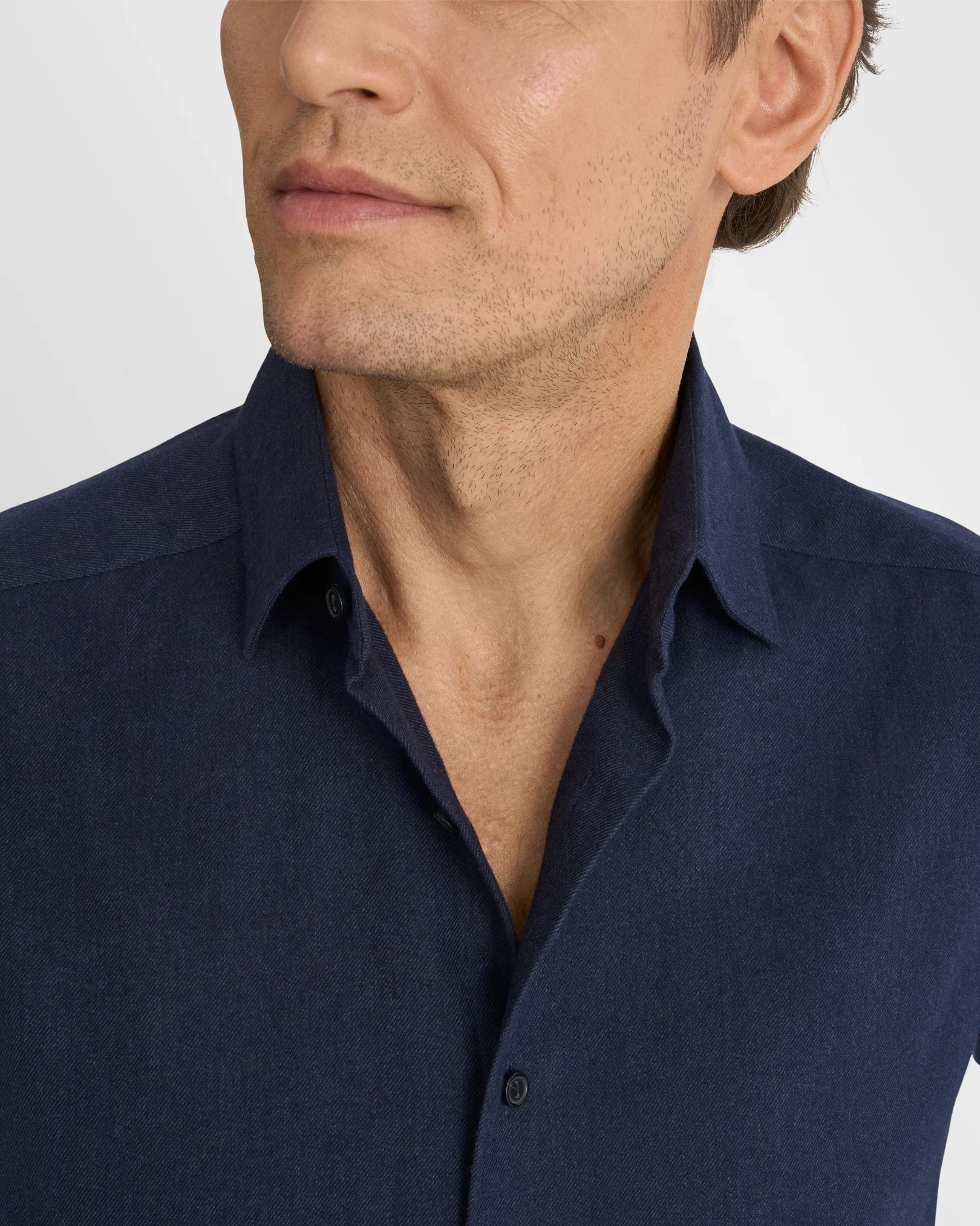 Eton - navy blue solid flannel shirt