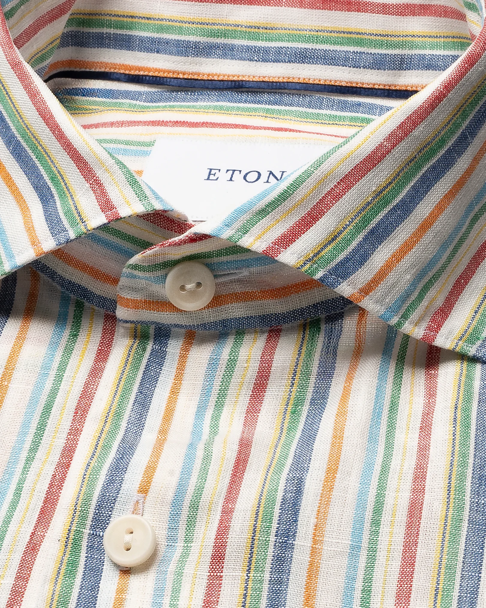 Eton - Chemise en lin à rayures multicolores