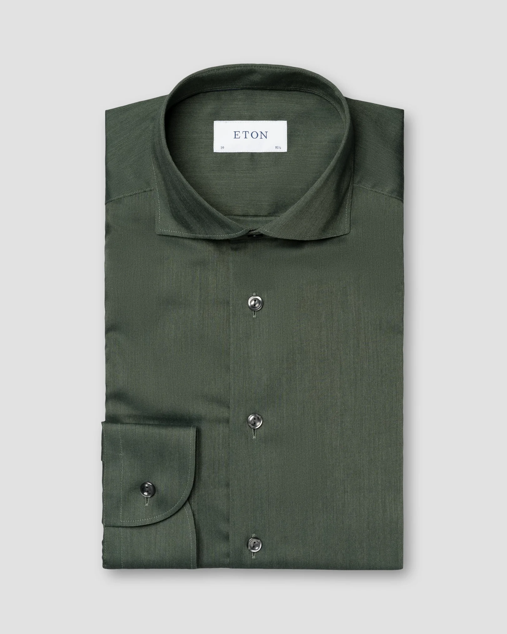 Eton - dark green wrinkle free flanell shirt