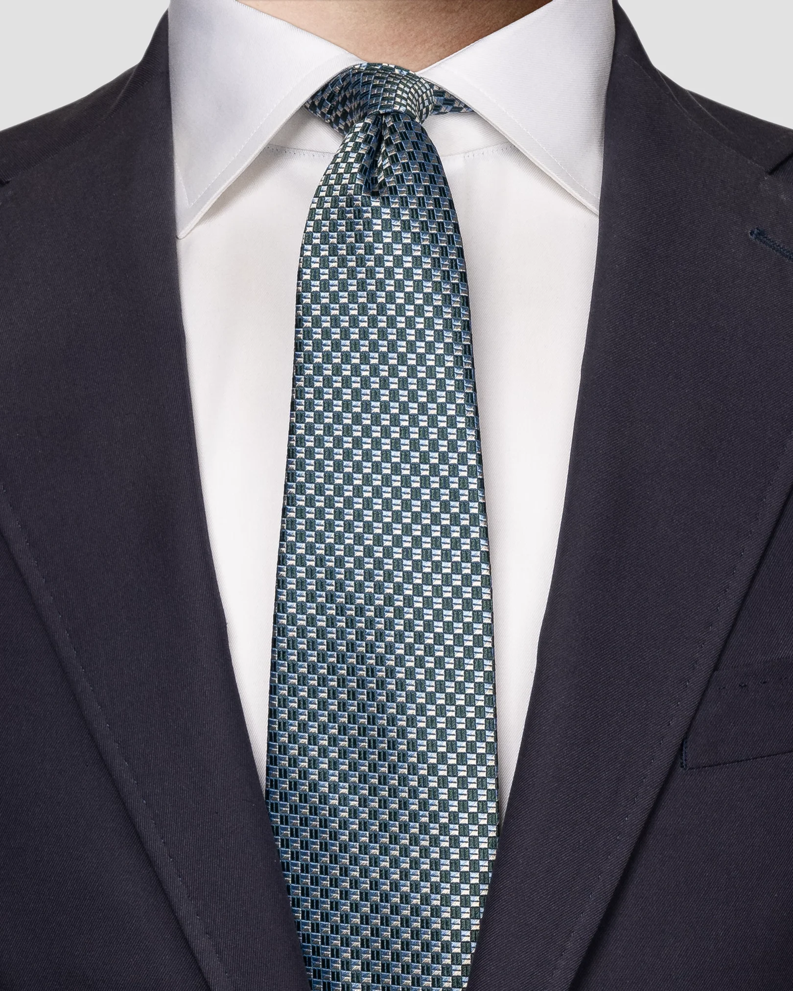 Eton - Dark Green Geometric Woven Silk Tie