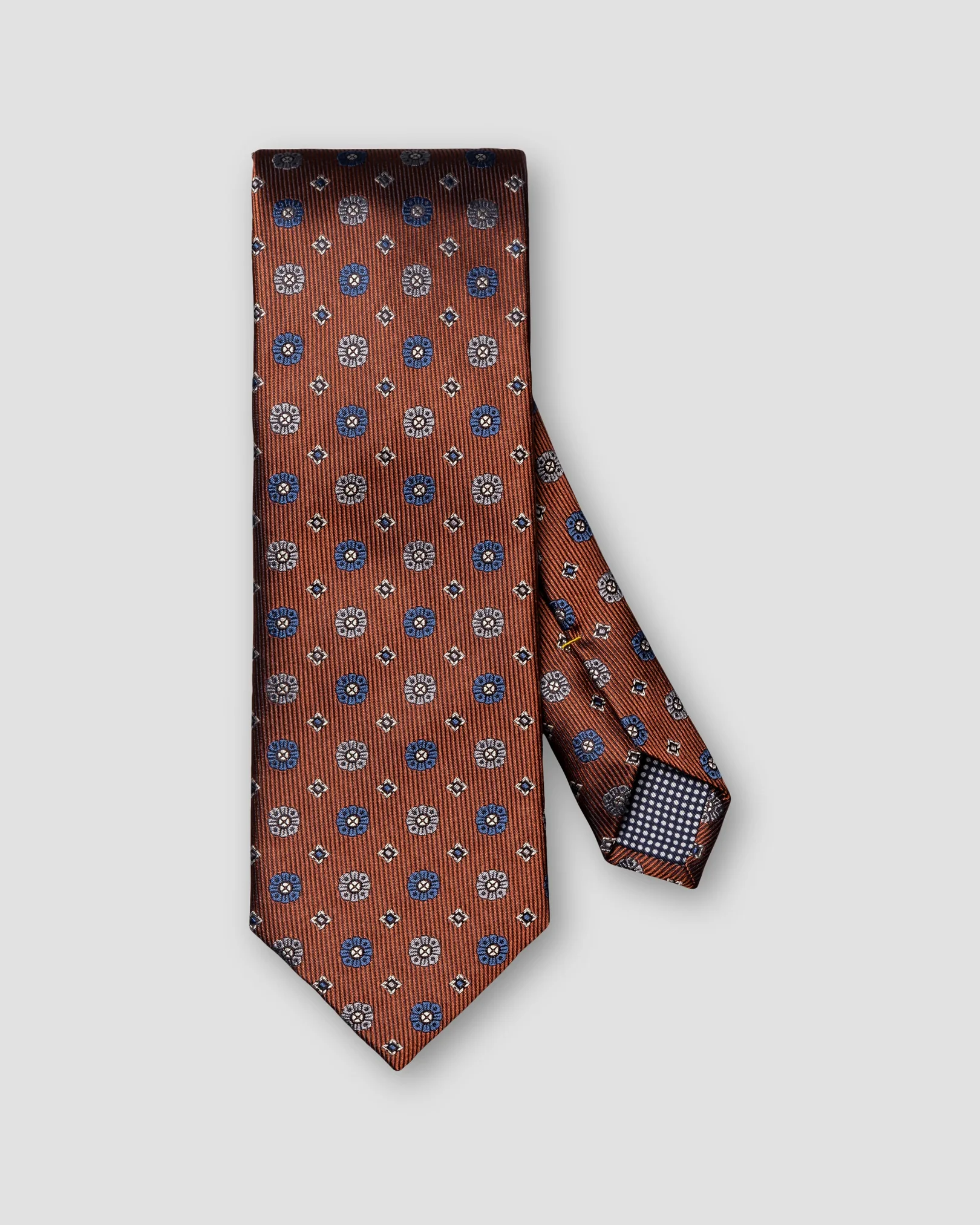 Eton - geometric woven silk tie orange
