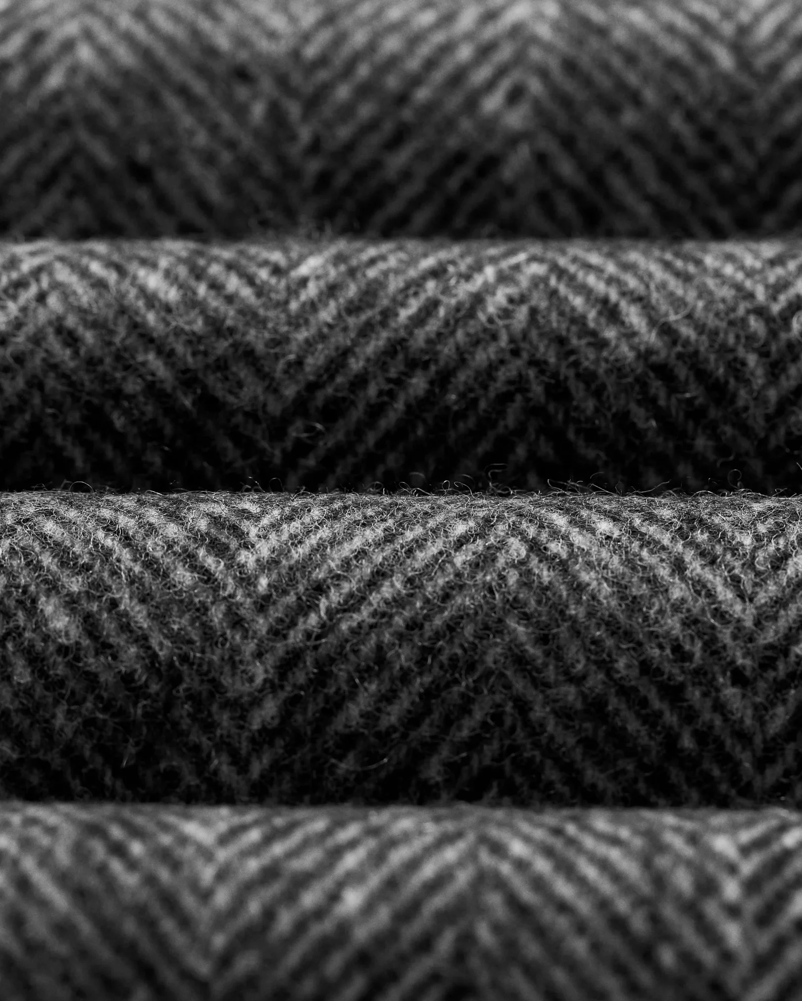 Black Herringbone Wool Scarf