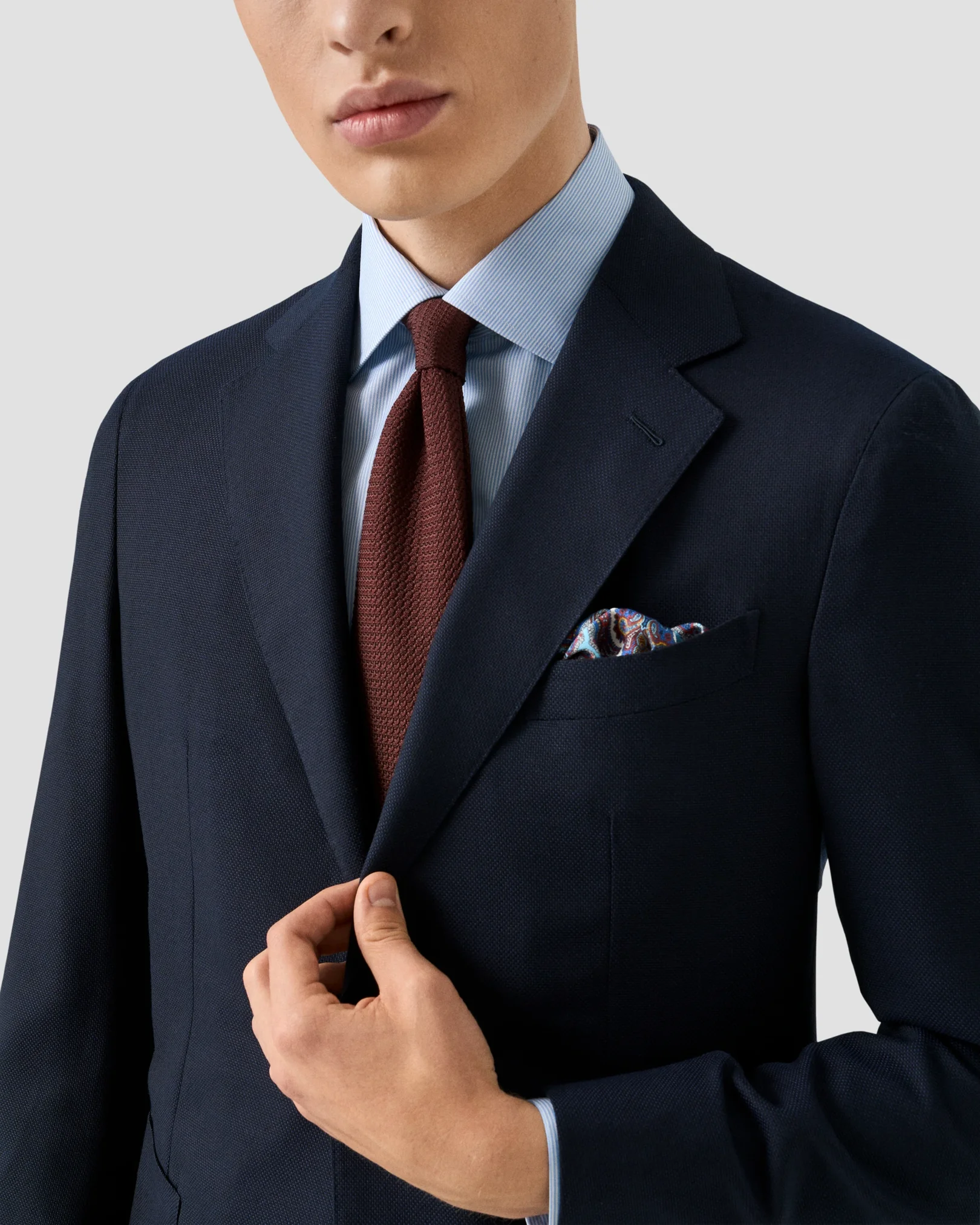 Eton - light blue fine striped signature twill shirt