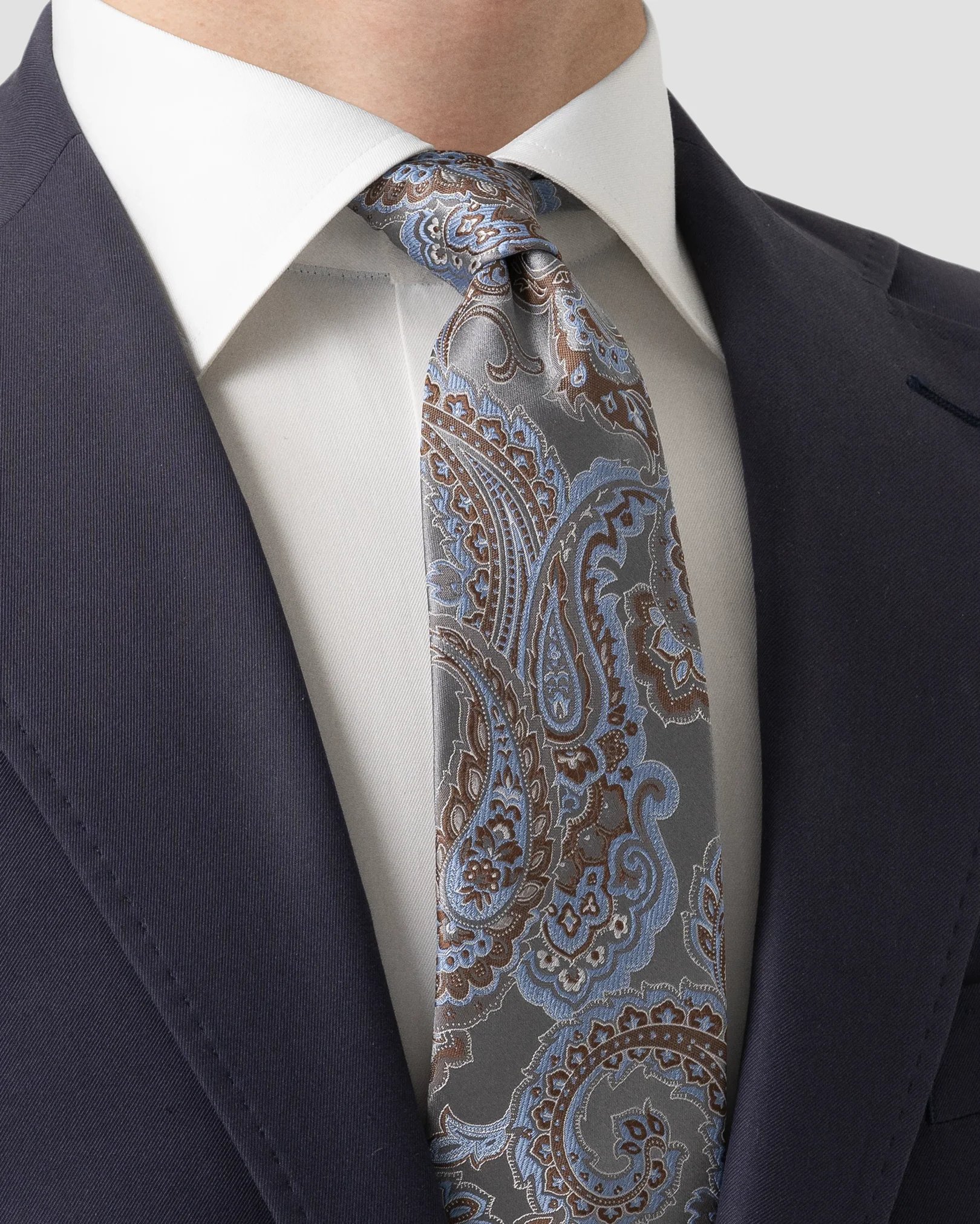 Eton - Grey Jacquard Paisley Tie