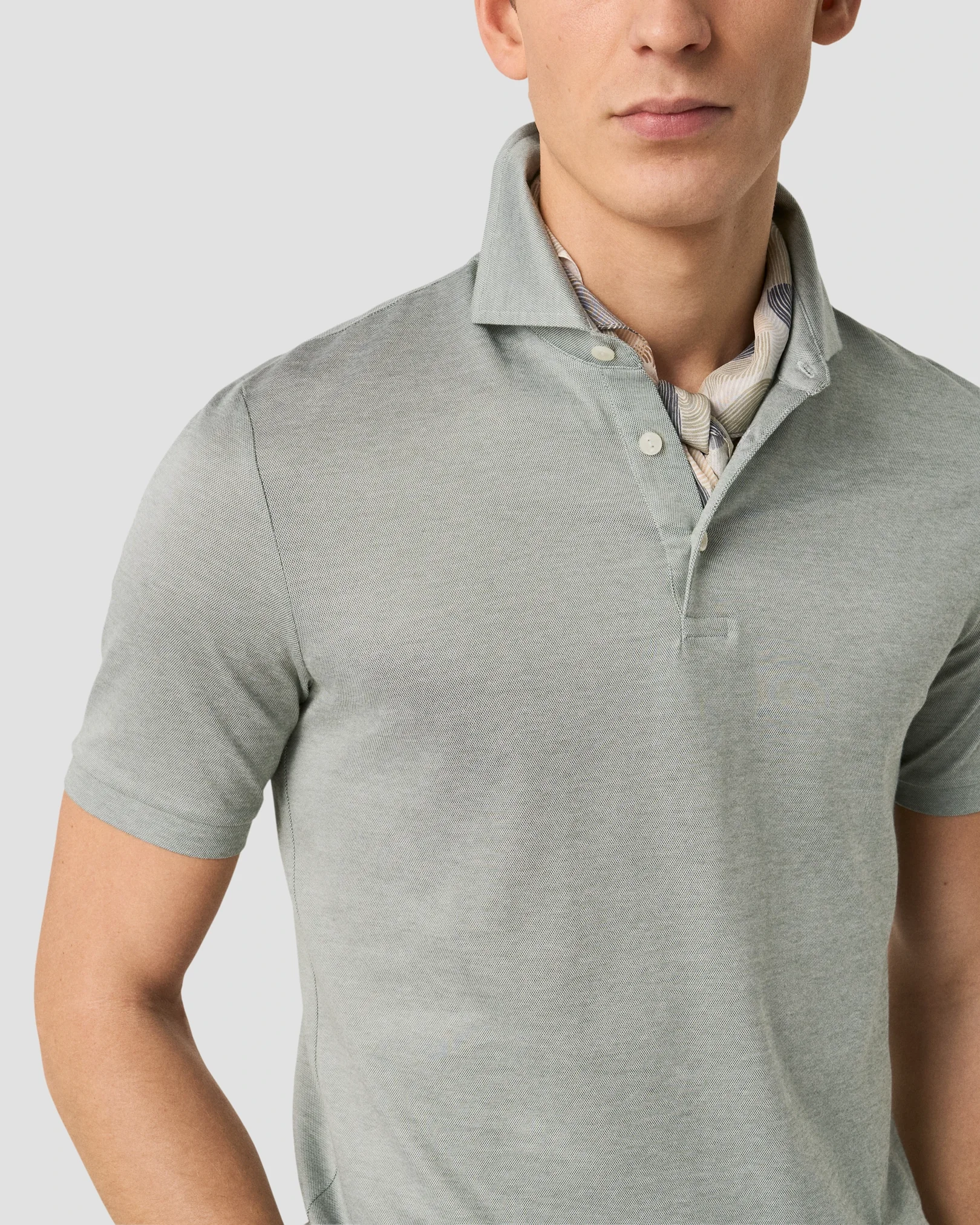 Eton - mid green jacquard filo di scozia polo shirt