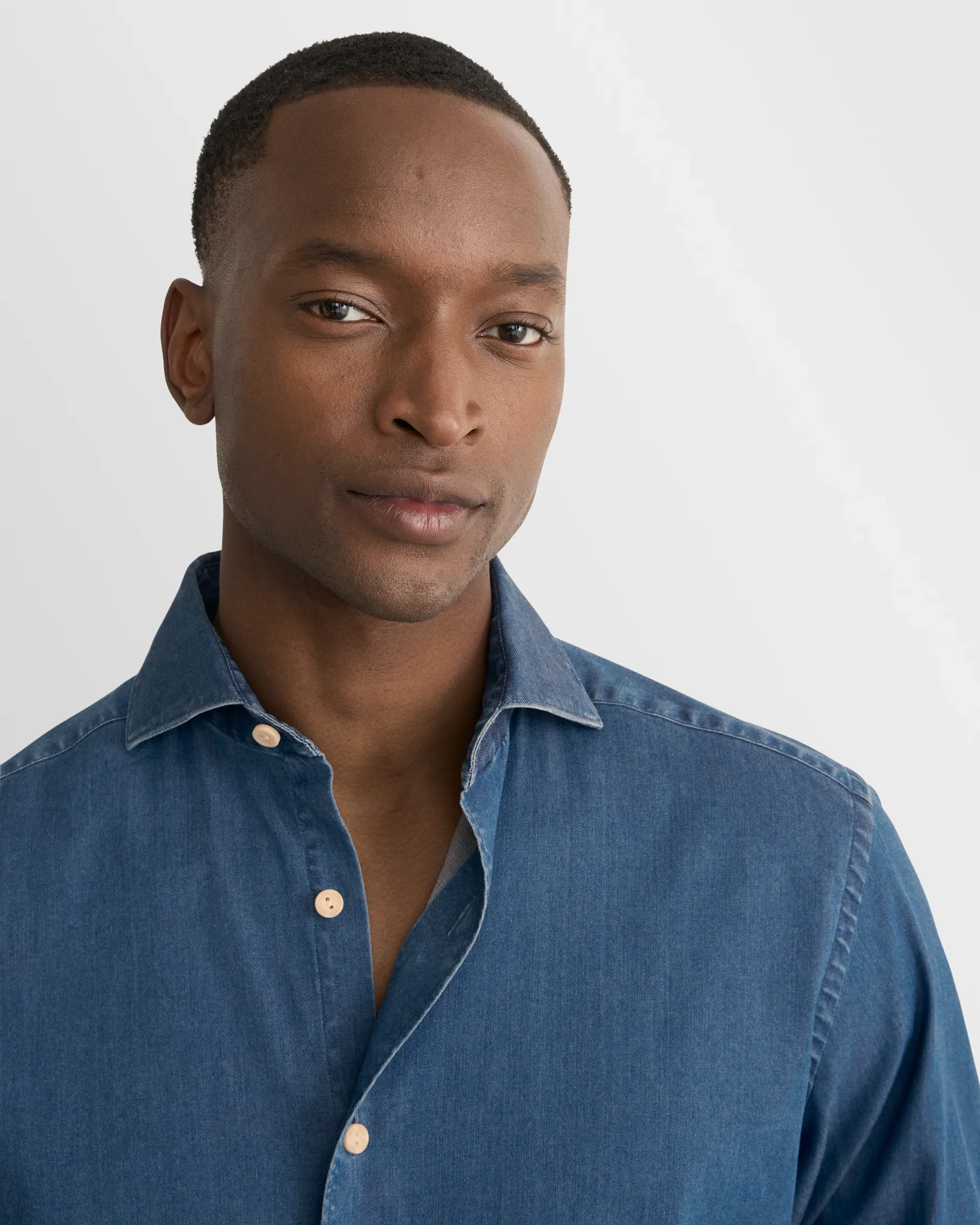 Eton - navy blue denim stretch shirt