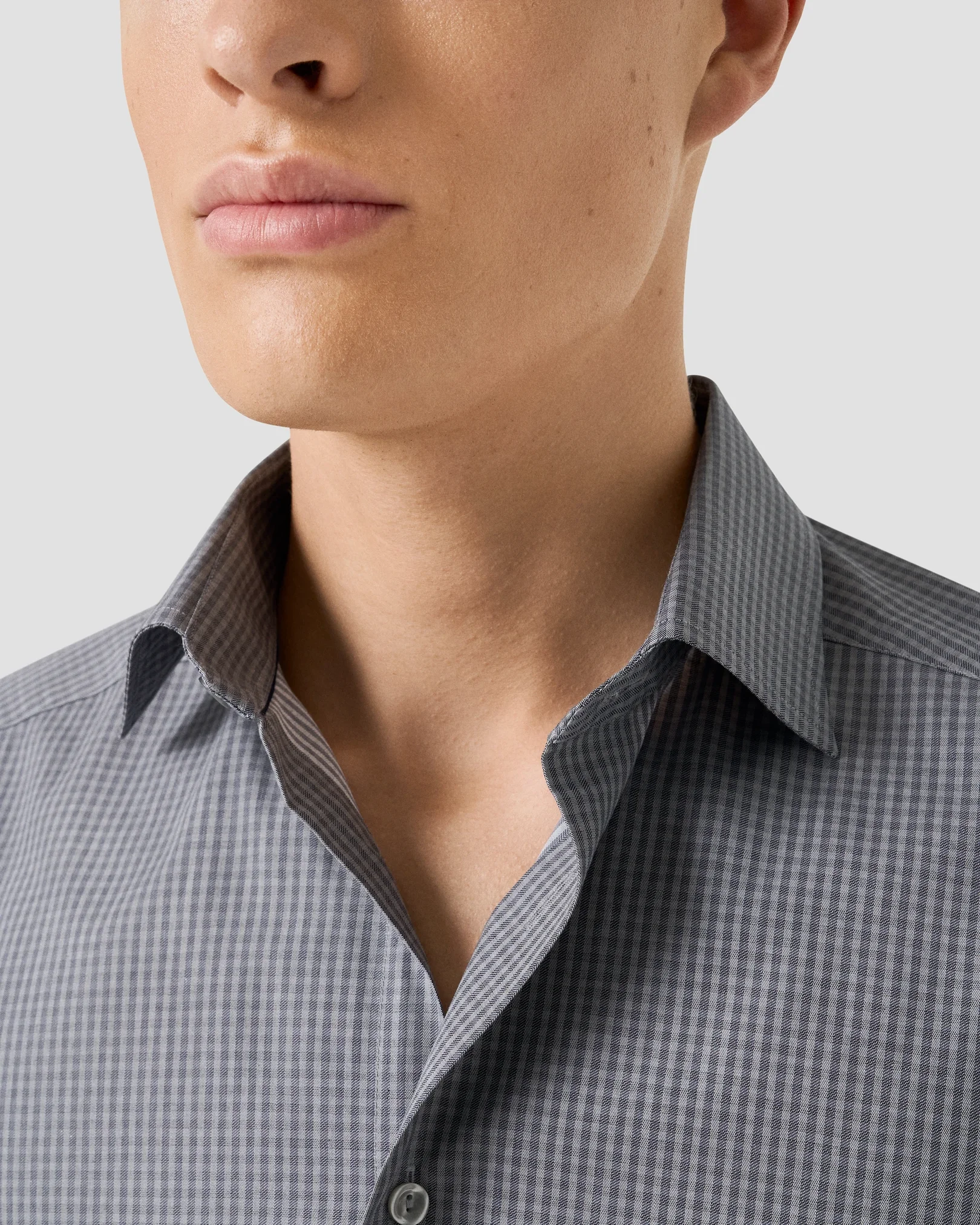 Eton - dark grey check twill shirt