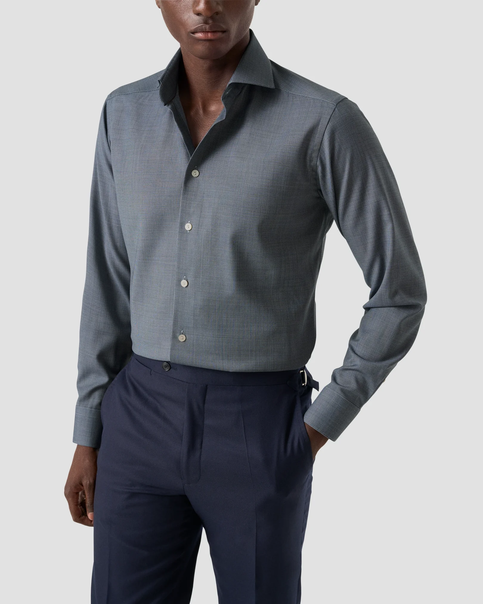 Eton - semi solid merino shirt wide spread