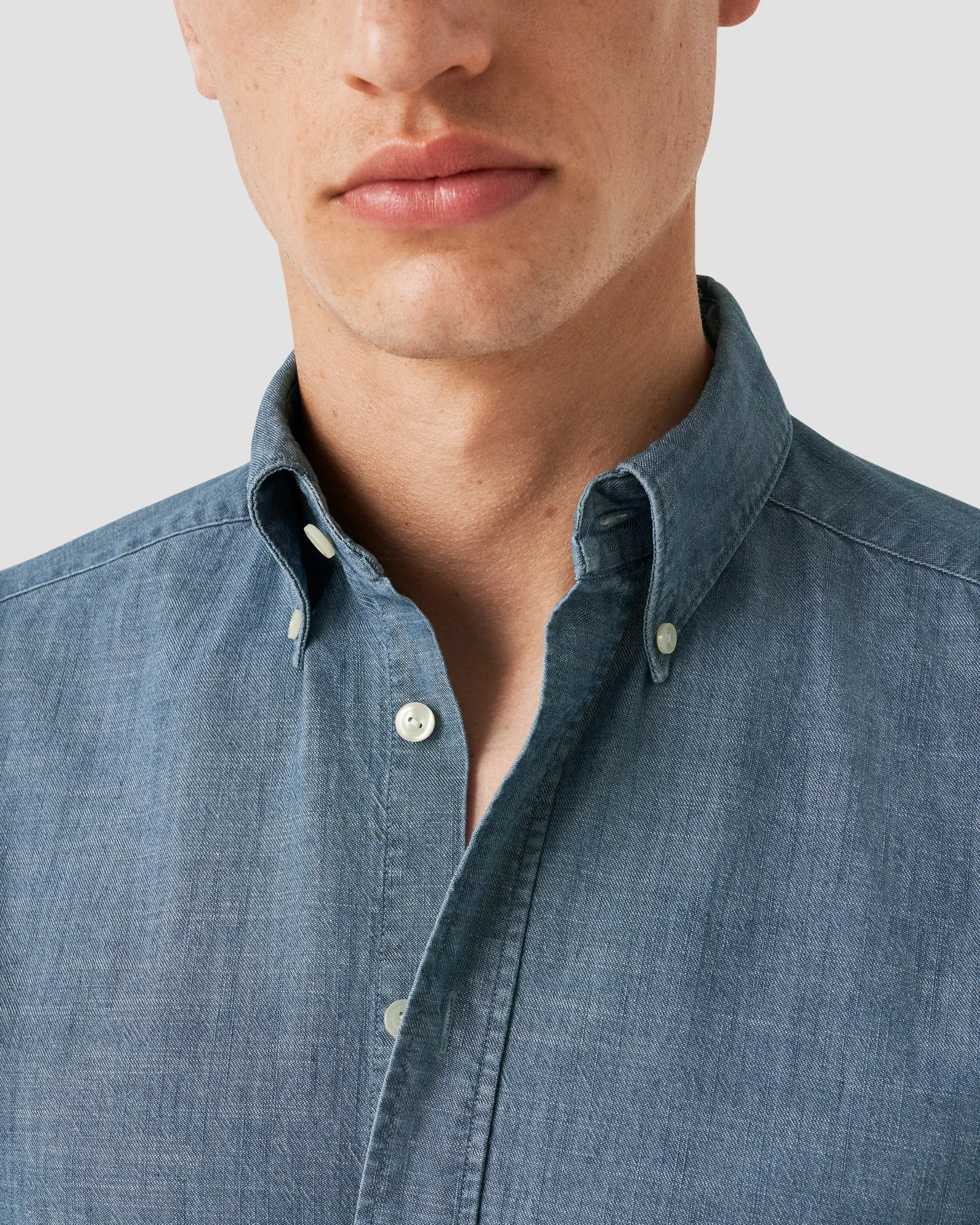 Eton - dark blue denim button down rounded single slim fit