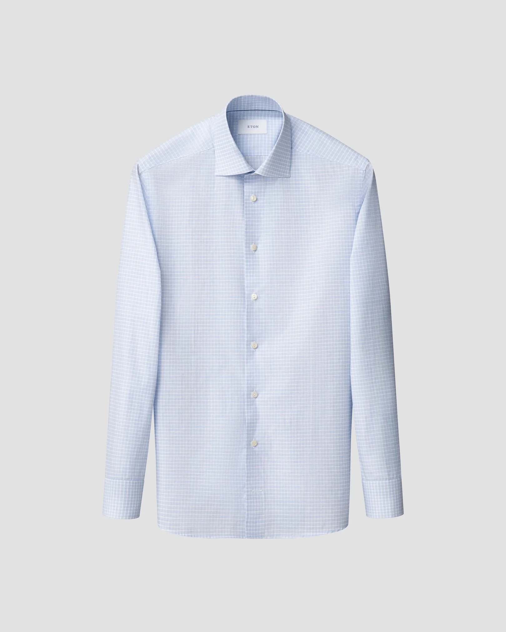 Eton - mid blue check fine twill shirt 261