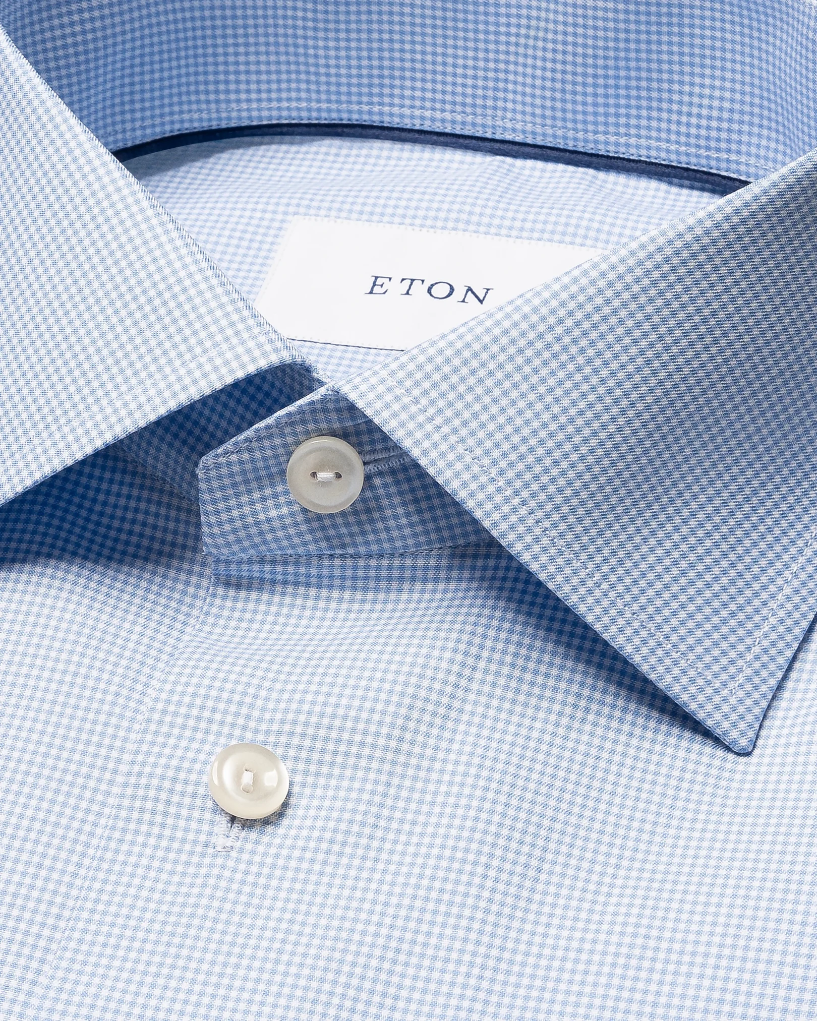Eton - light blue fine check signature twill shirt