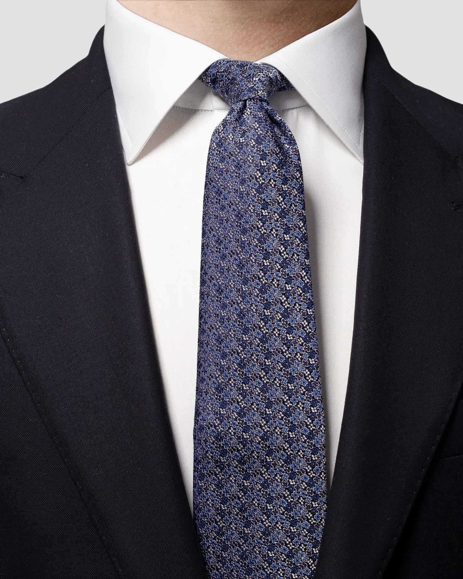 Eton - dark blue micro floral silk tie