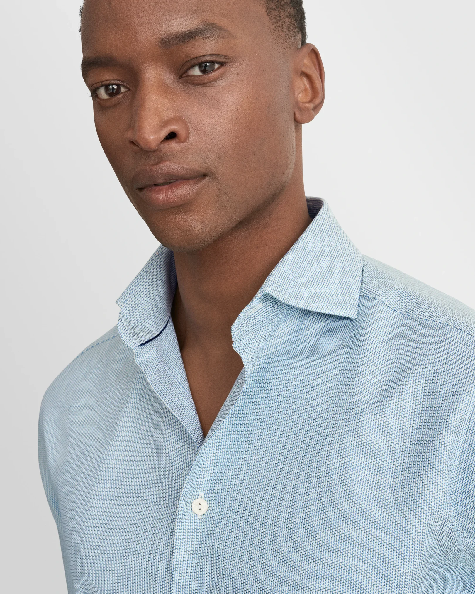 Eton - dark blue semi solid dobby shirt