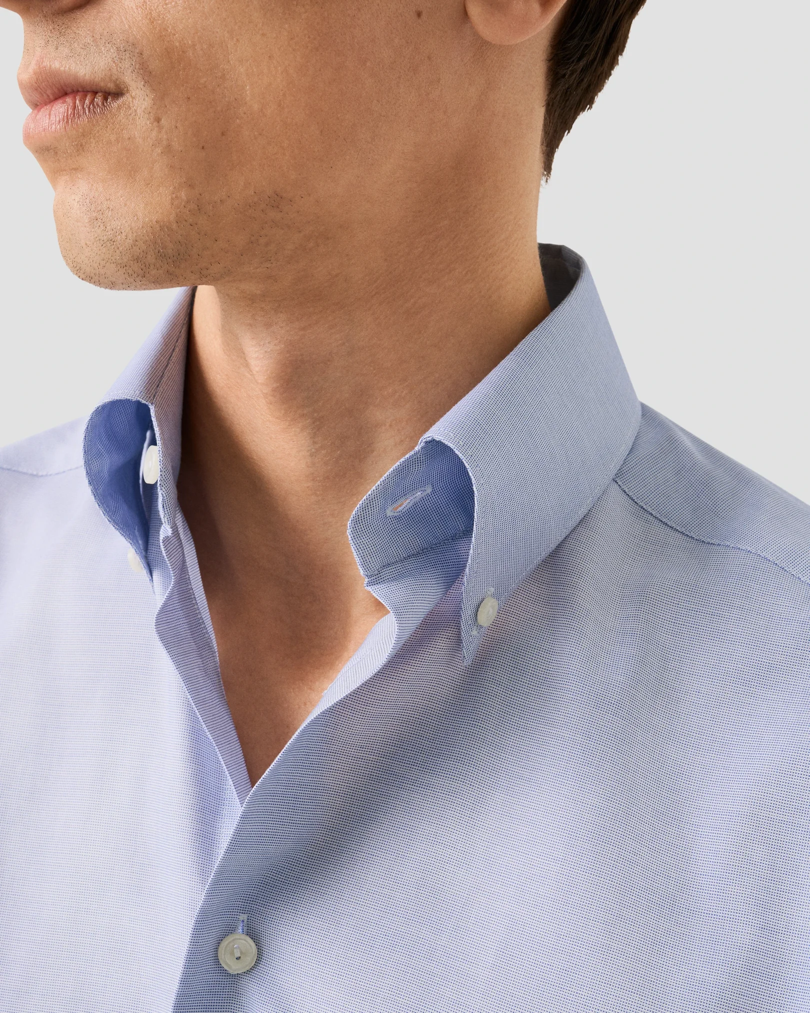 Eton - mid blue solid wrinkle free oxford