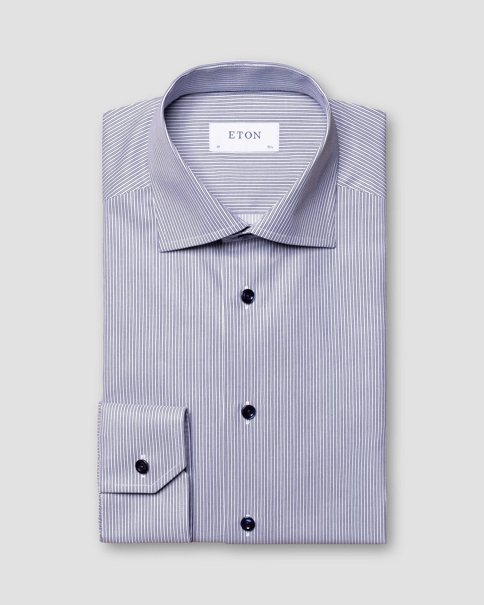 Eton - mid blue signature twill dual striped