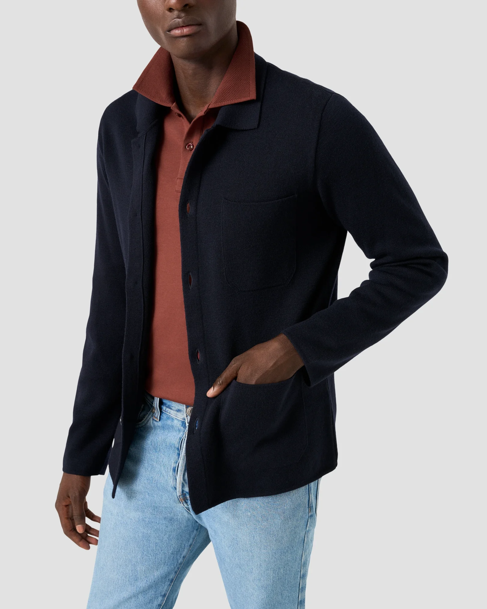 Eton - Interlock Knit Polo Sweater