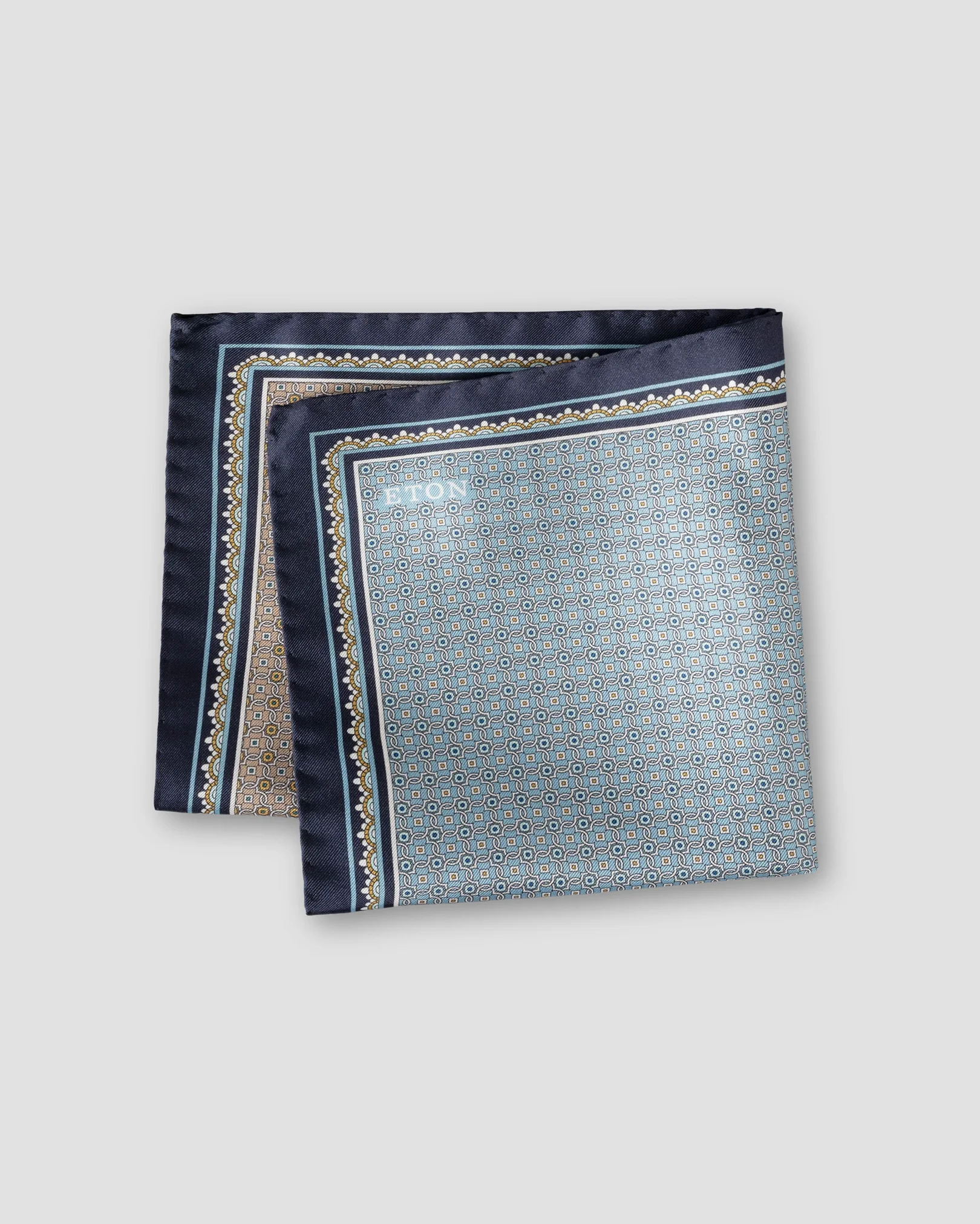 Eton - multi four sided medallion silk twill pocket square